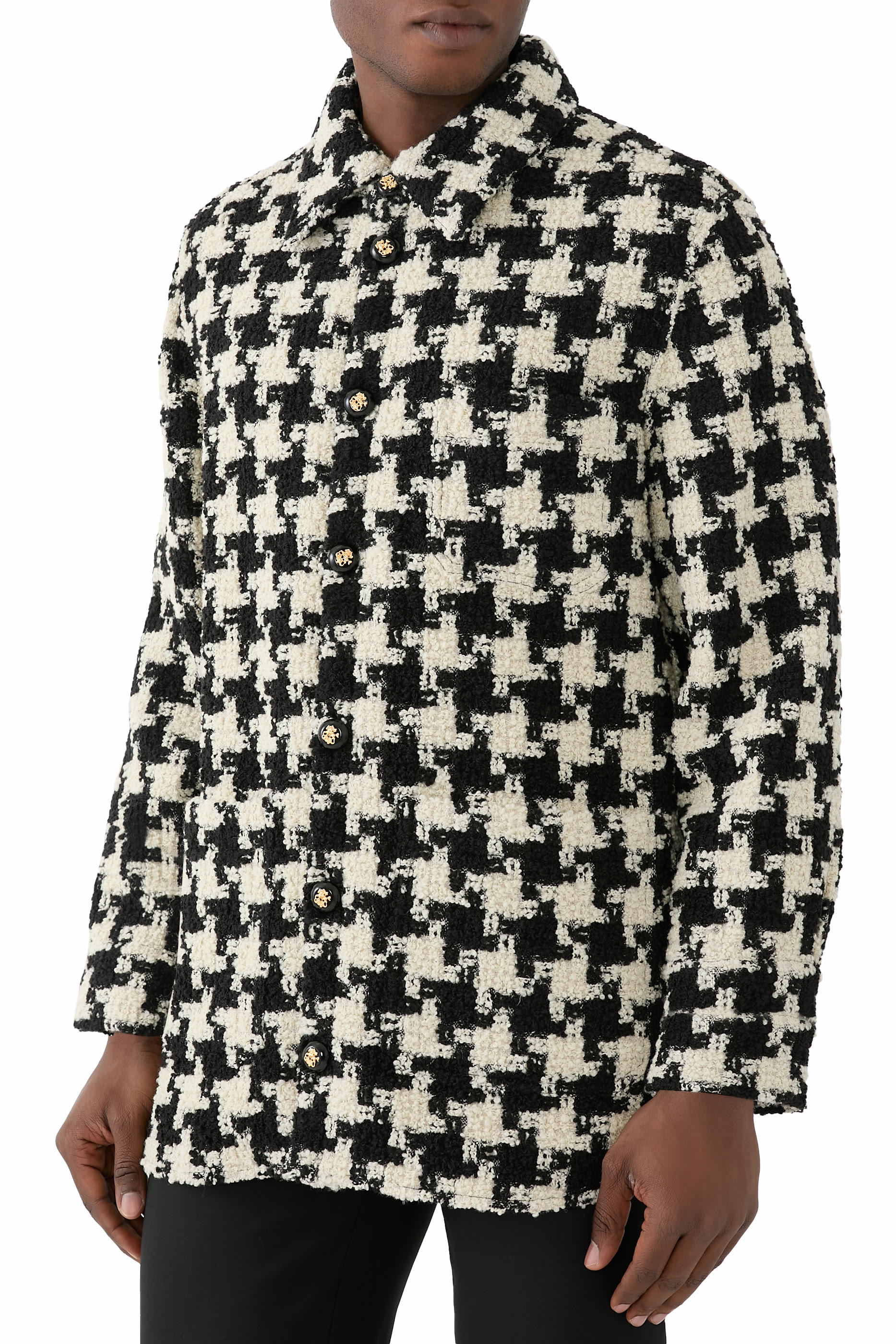 Wool Shirt Jacket with Shell Foot Pattern