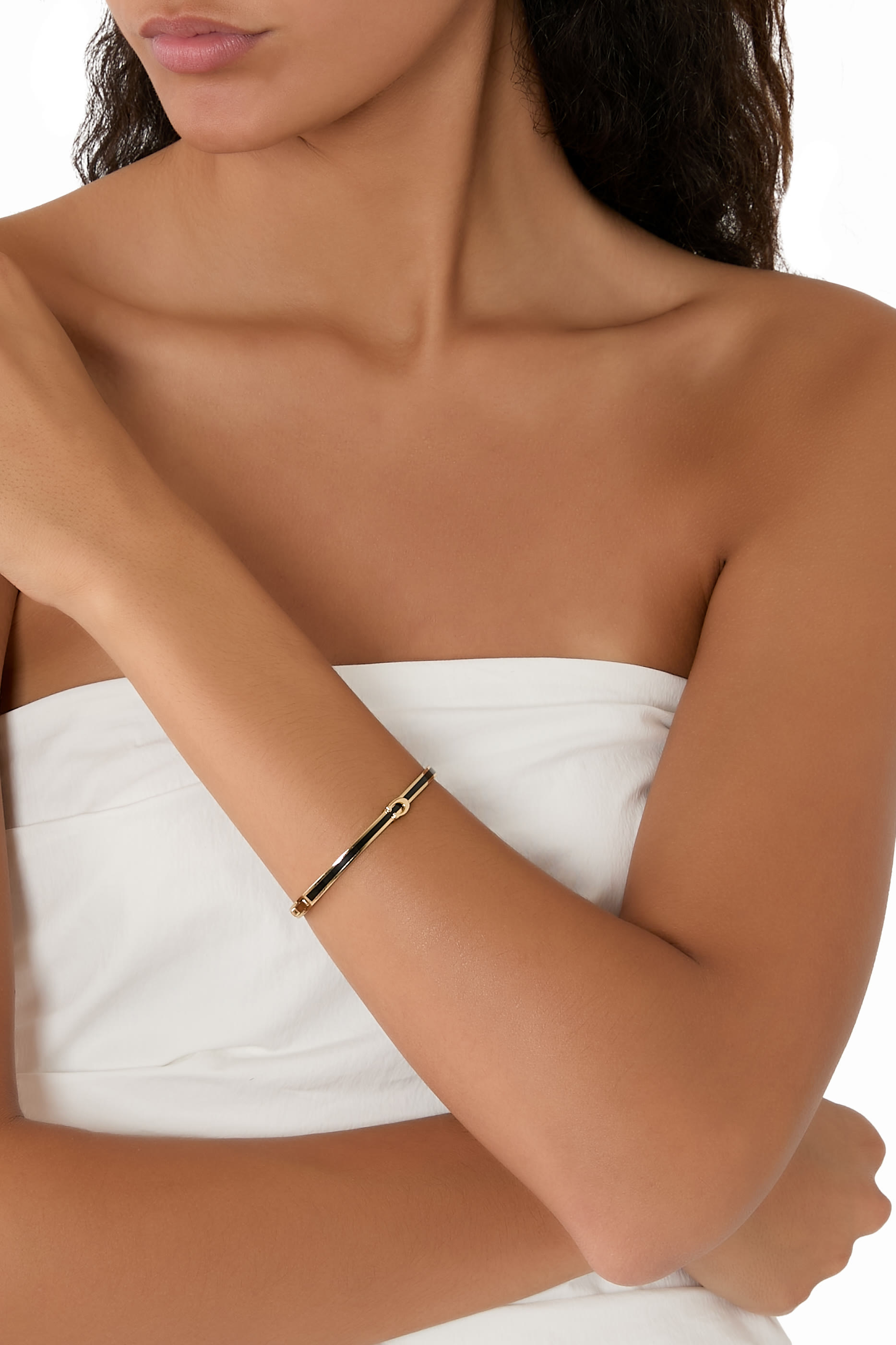 Thin Enamel Signature Hinged Bangle