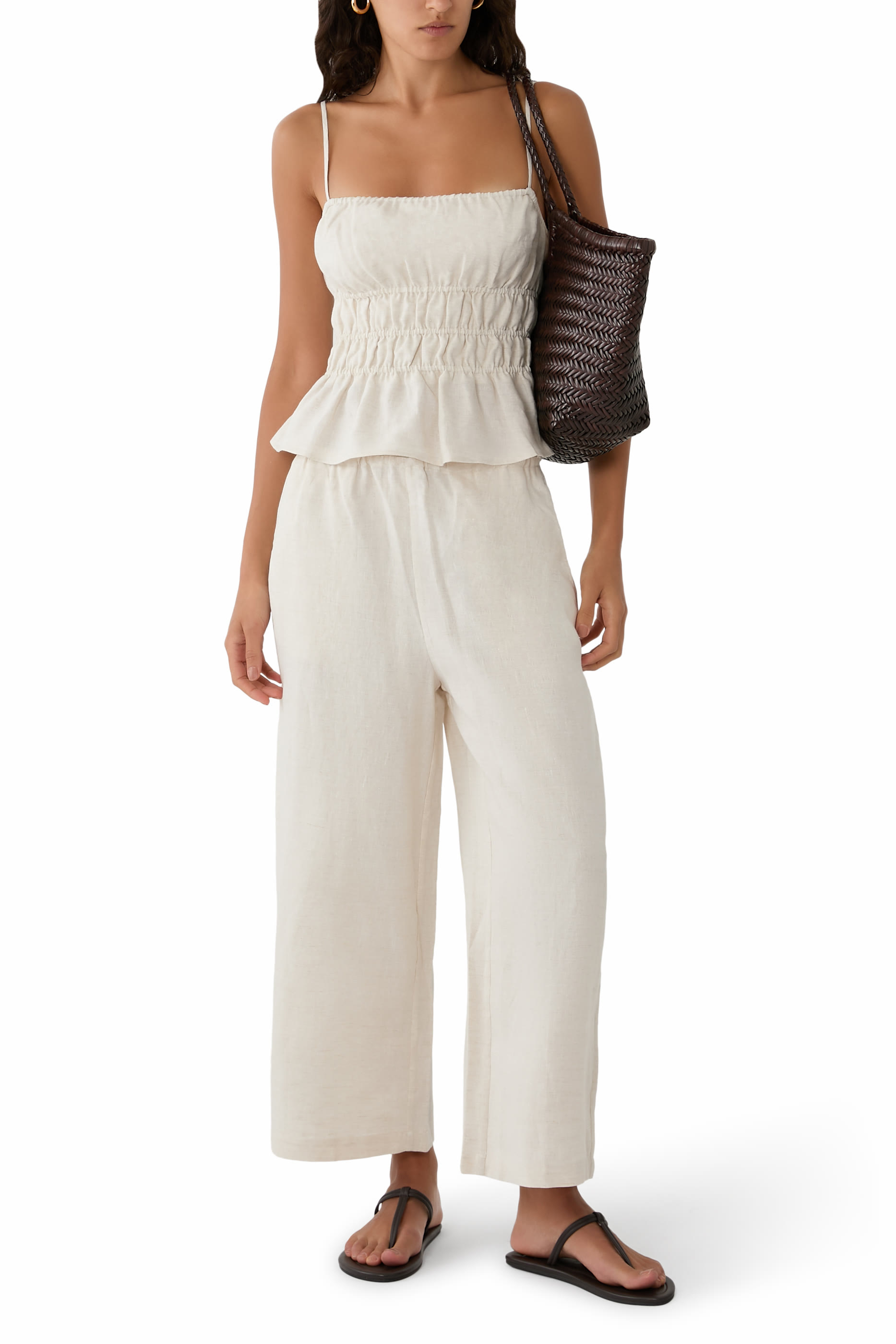 Ayla Ruffled Linen Tank