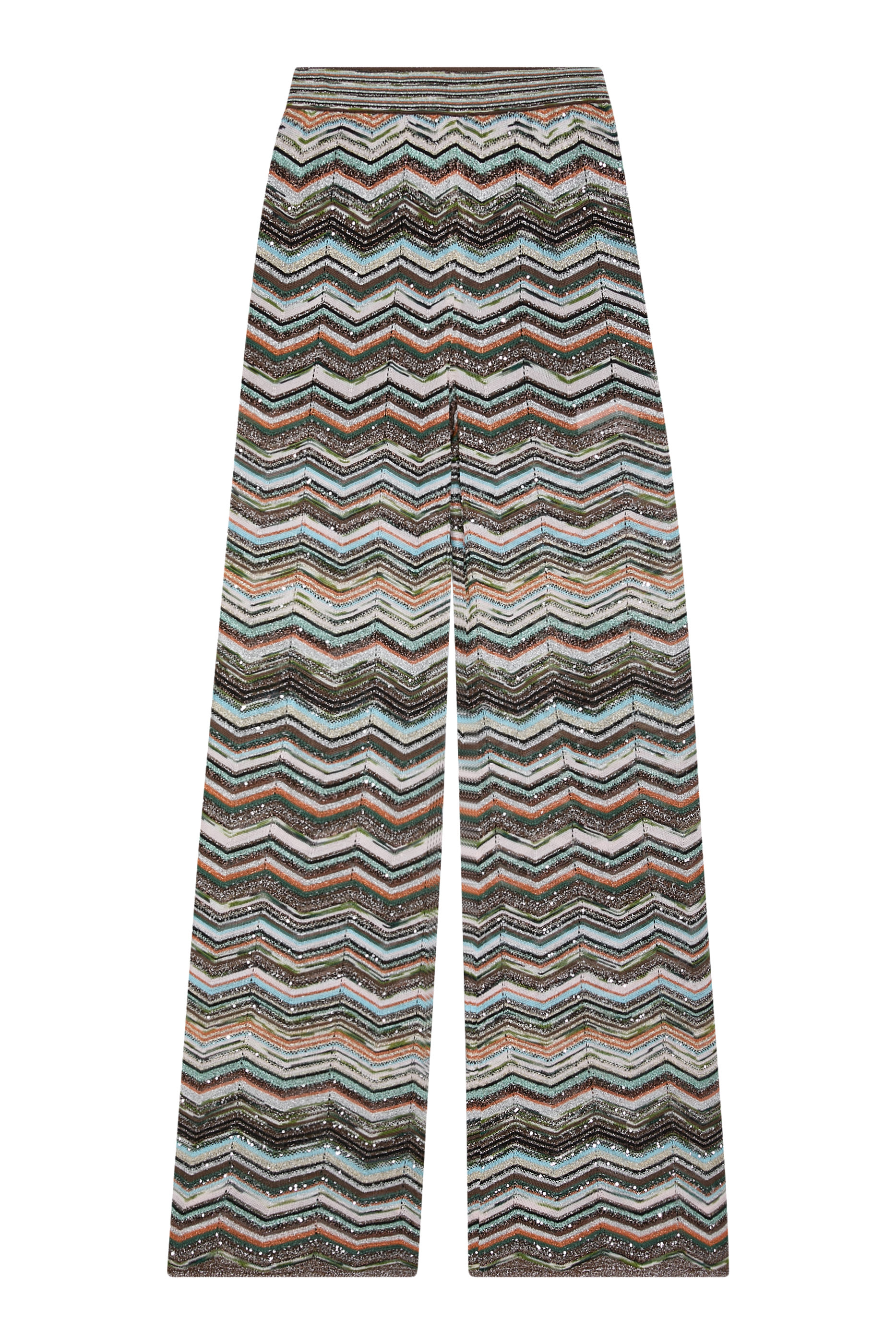 Chevron Sequined Flared Pants