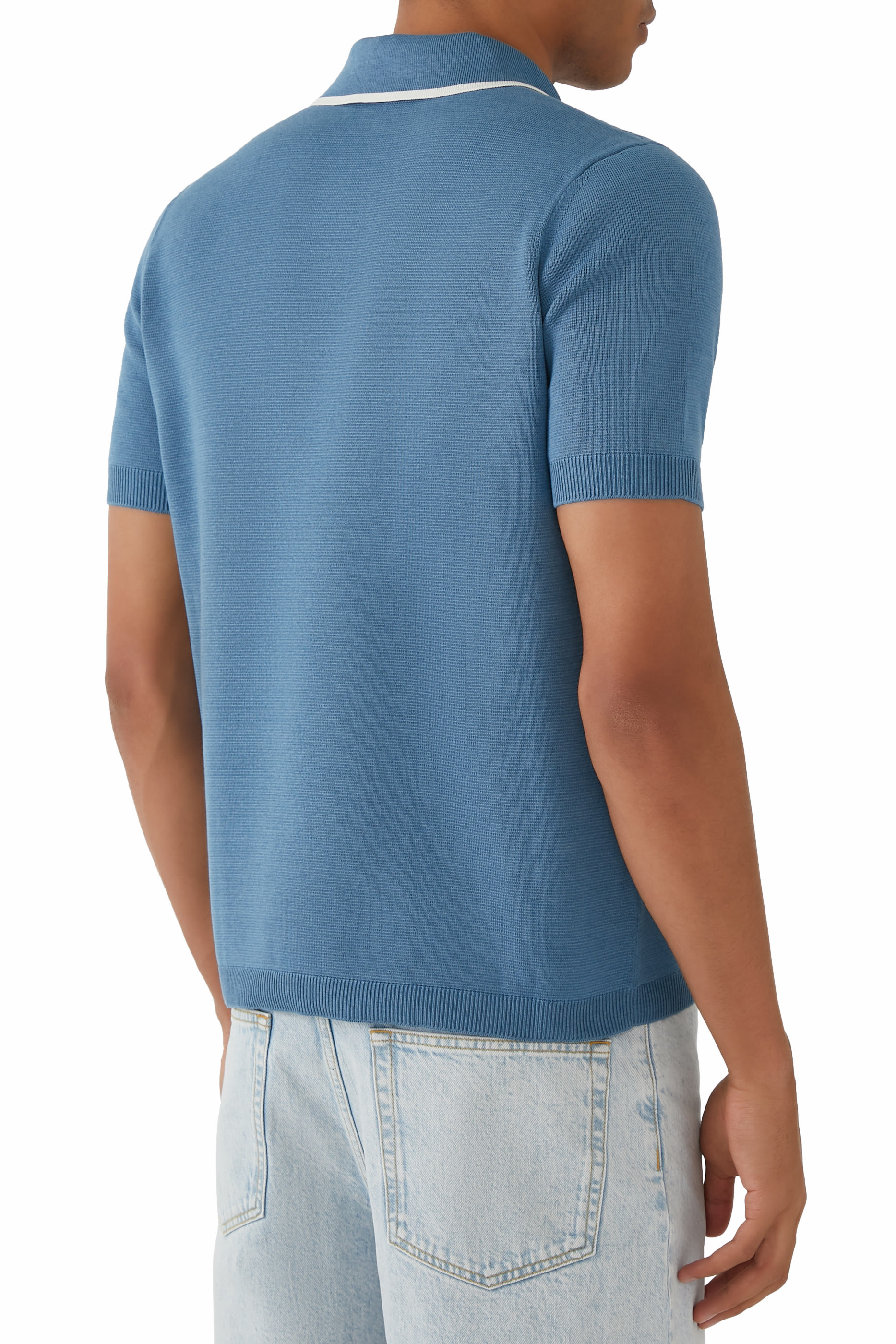 Silk Cotton Knit Polo Shirt