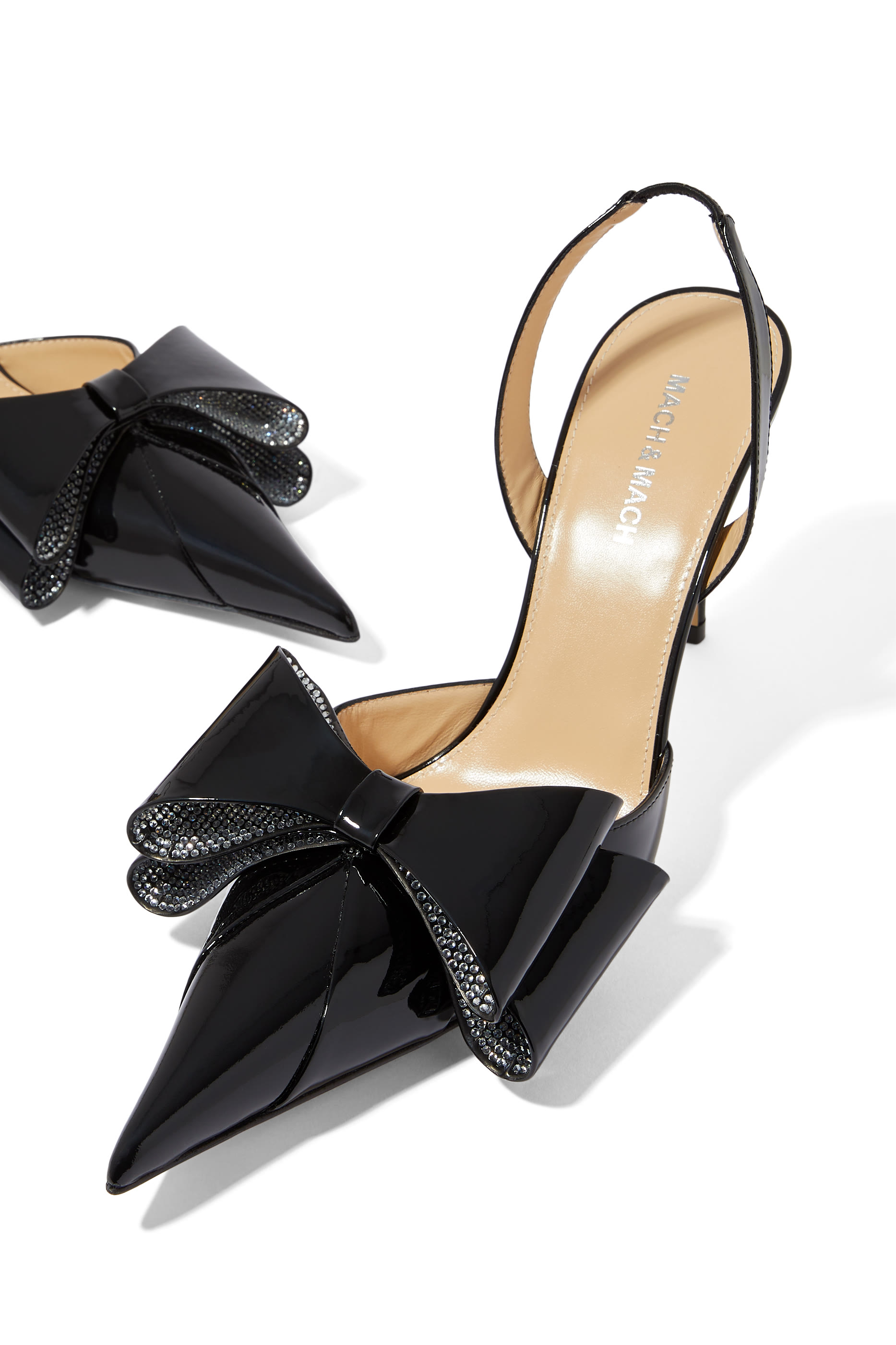 Cadeau Patent Large Bow 95 Slingback Pump