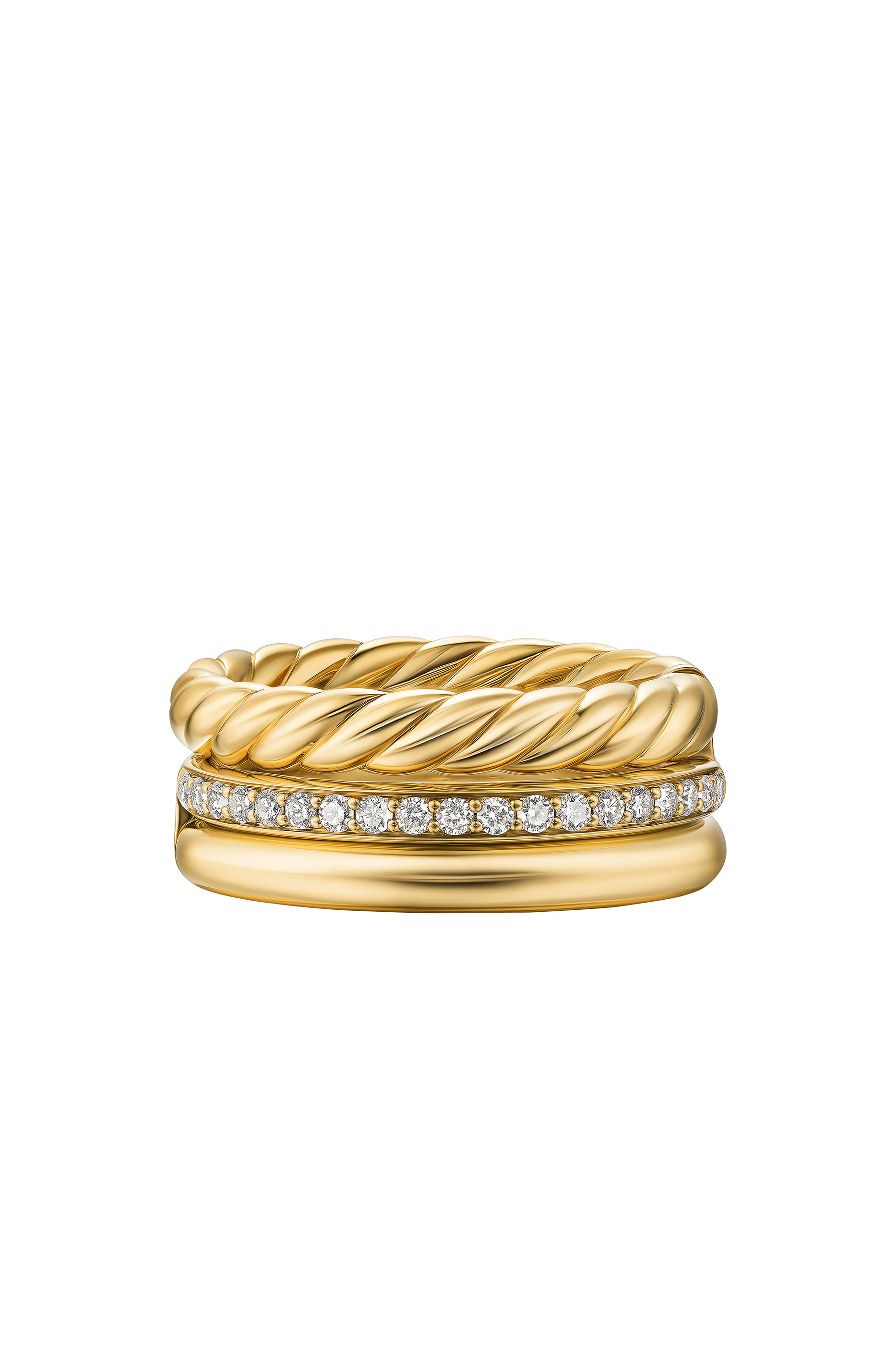 DY Mercer® Three Row Ring, 18k Yellow Gold & Diamonds
