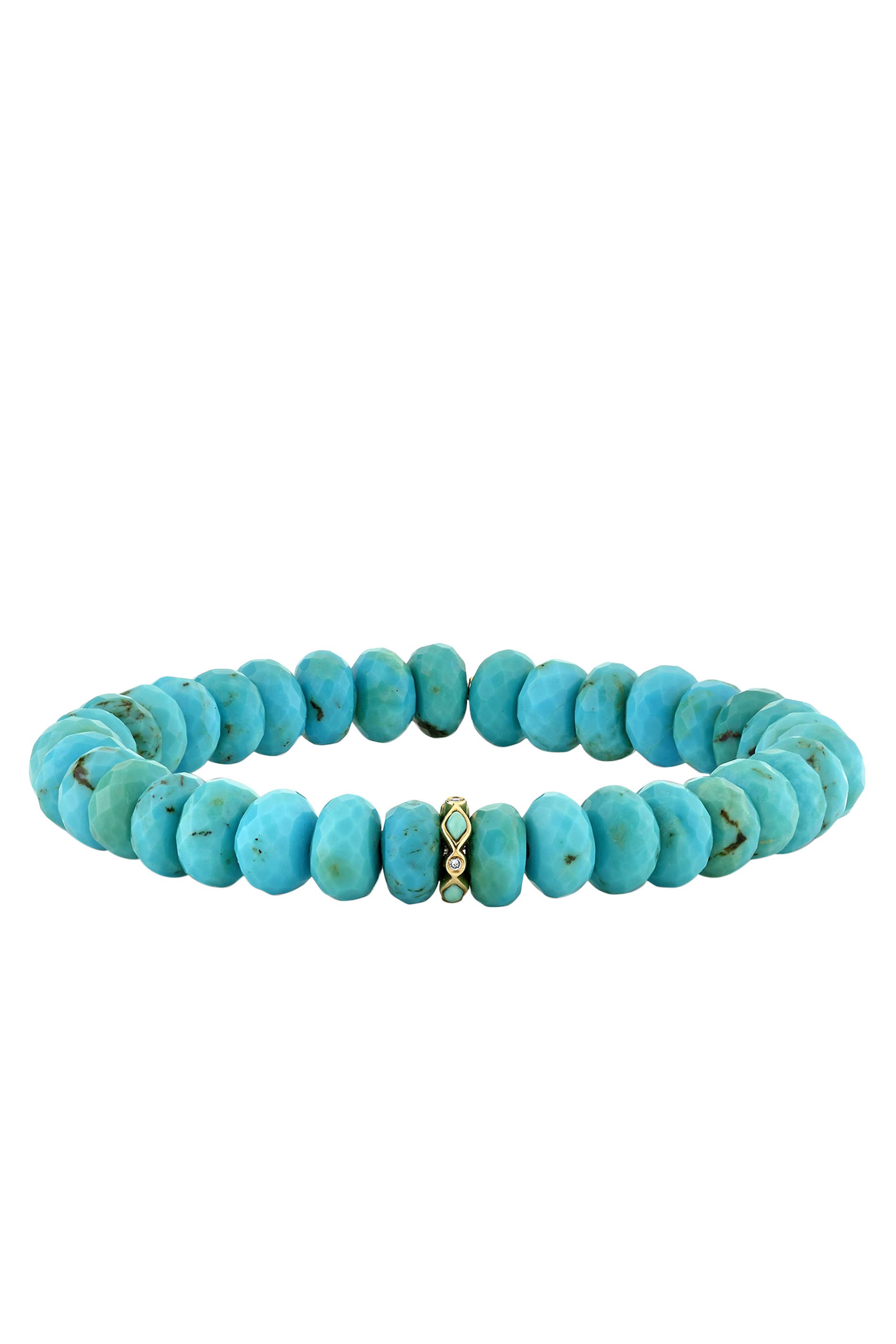 Rondelle Bracelet, 14k Yellow Gold & Turquoise, Diamond