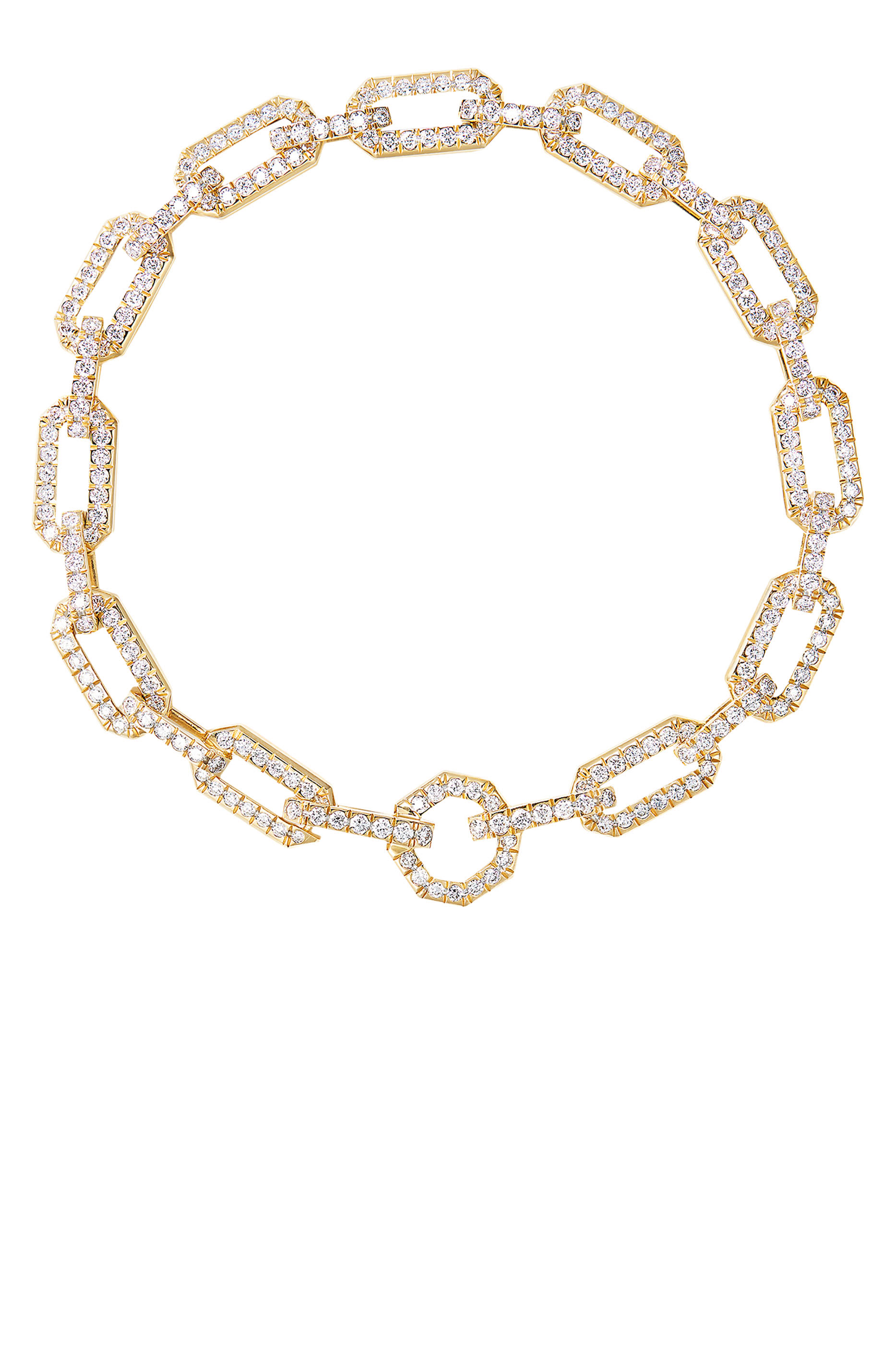 Pav&eacute; Chain Bracelet, 18k Yellow Gold & Diamond