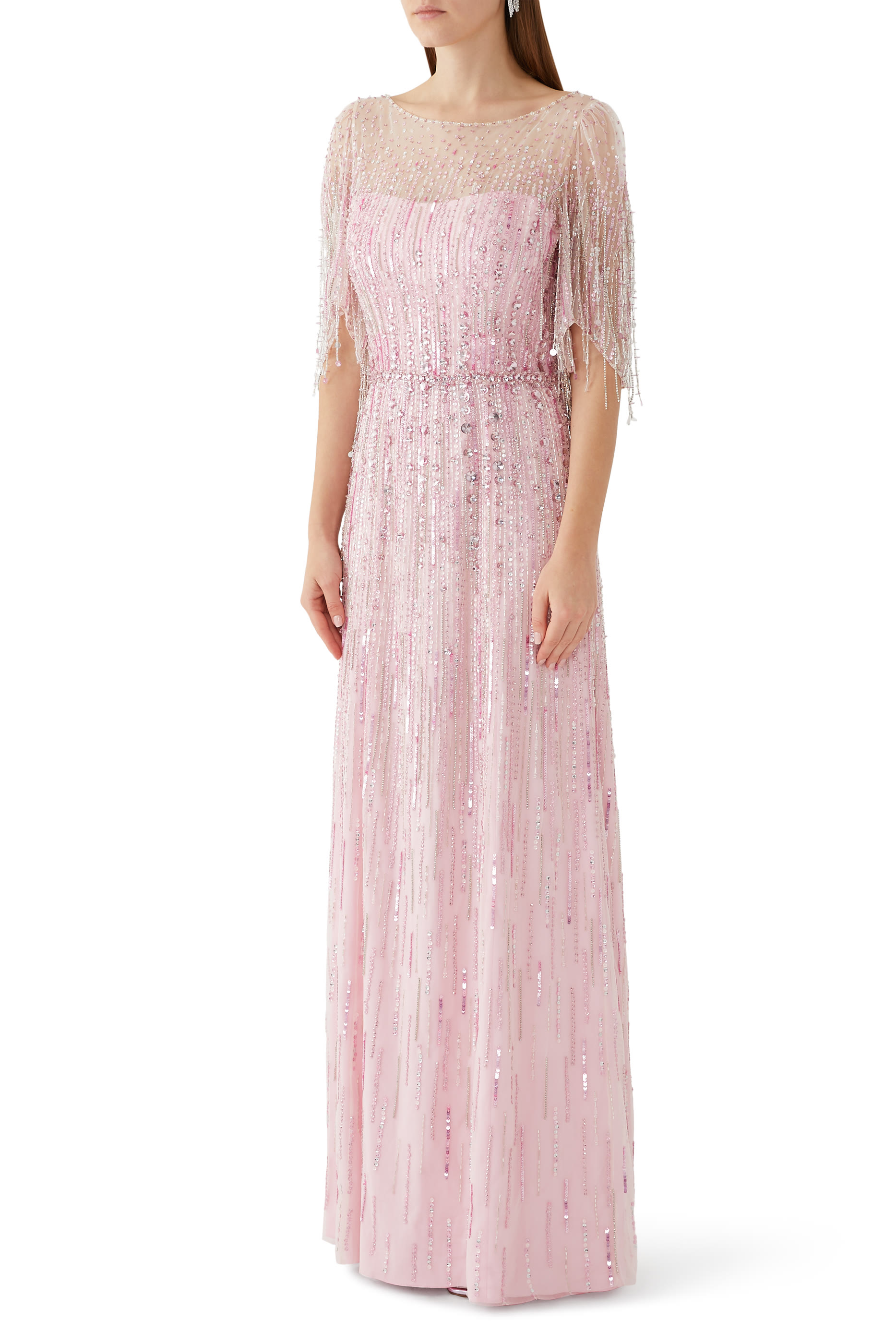 Arda 3/4 Sleeve Embellished Gown