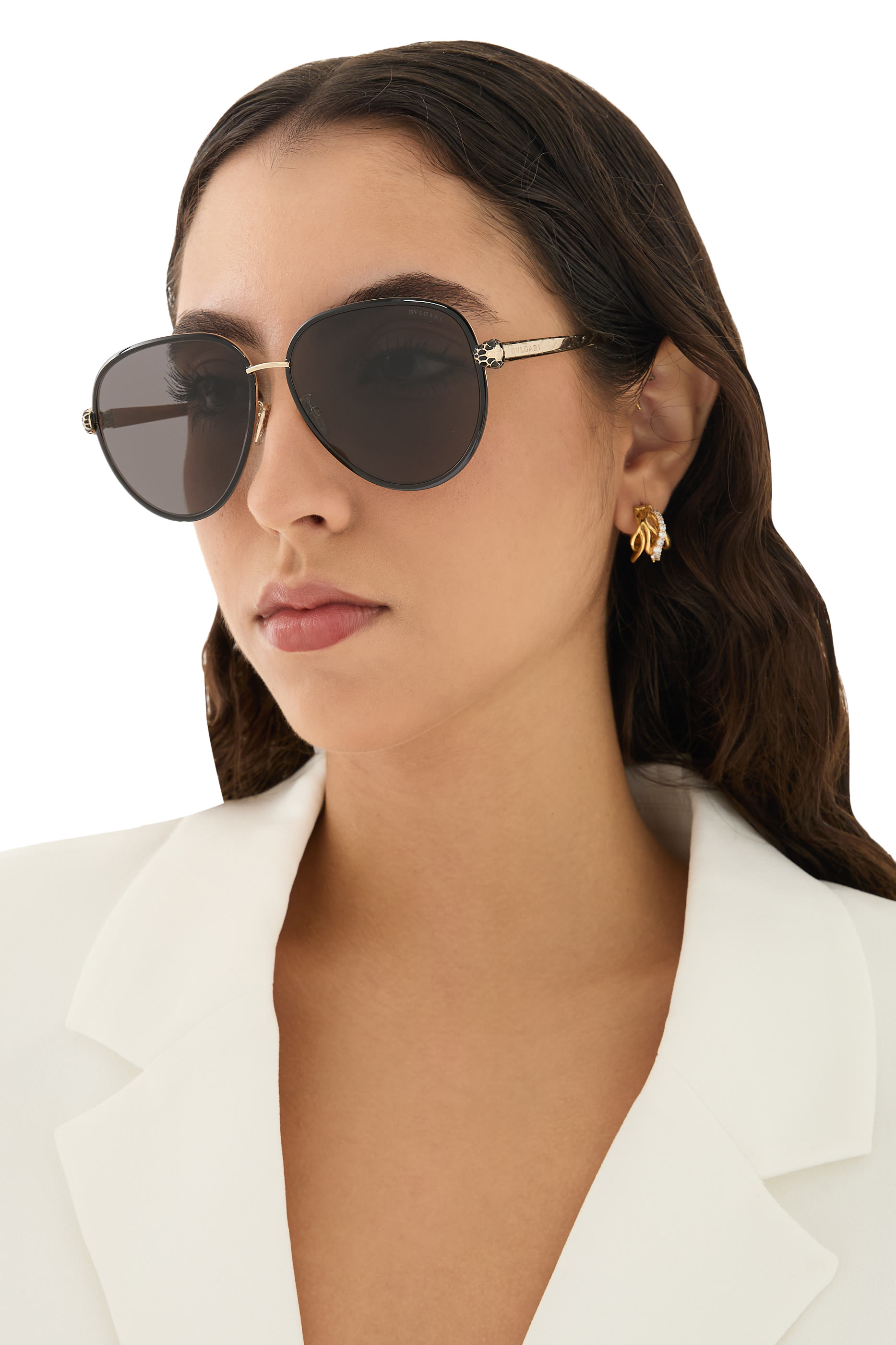 Serpenti Forever Black Pilot Sunglasses