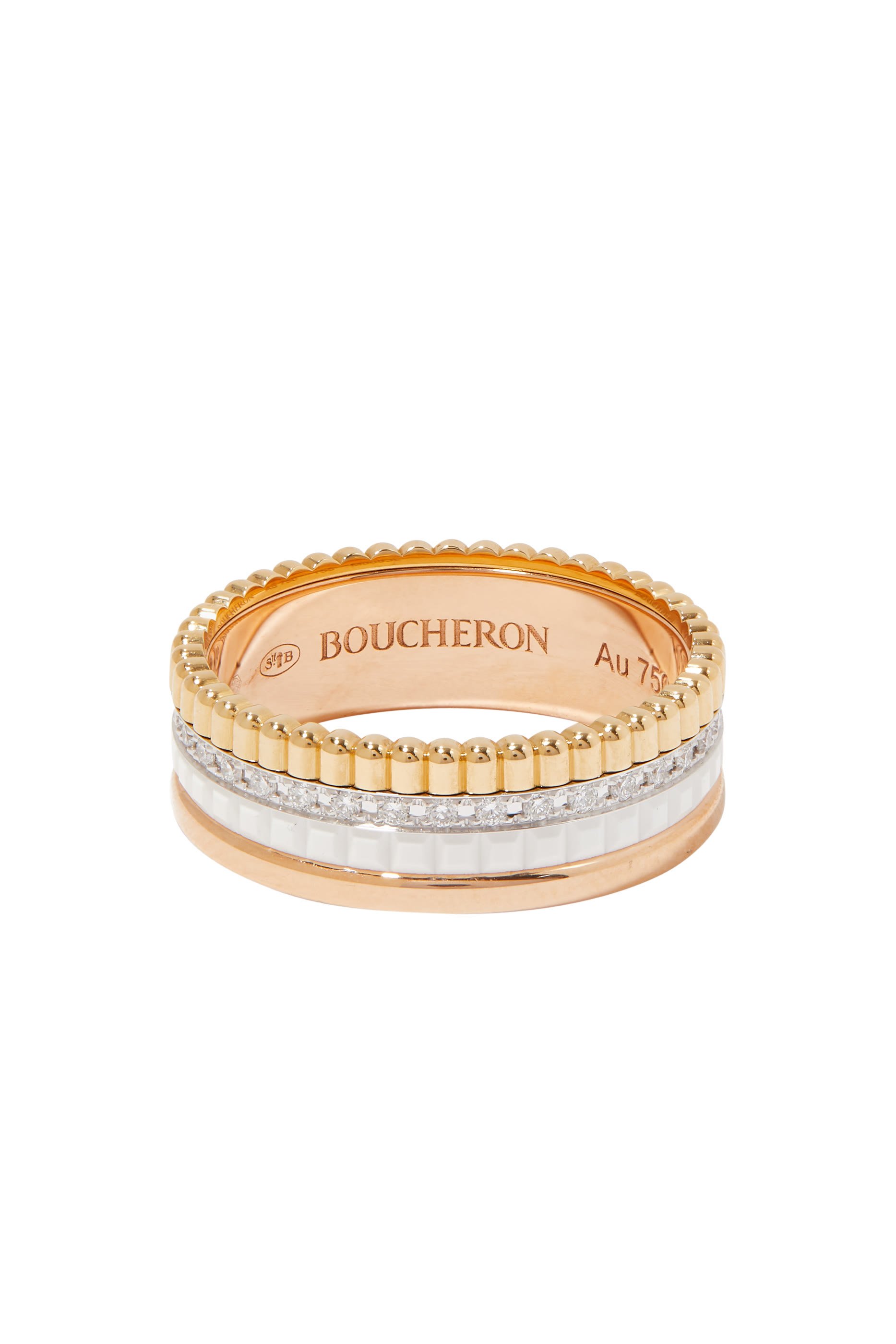 Quatre White Edition Small Ring, 18k Mix Gold & Diamonds