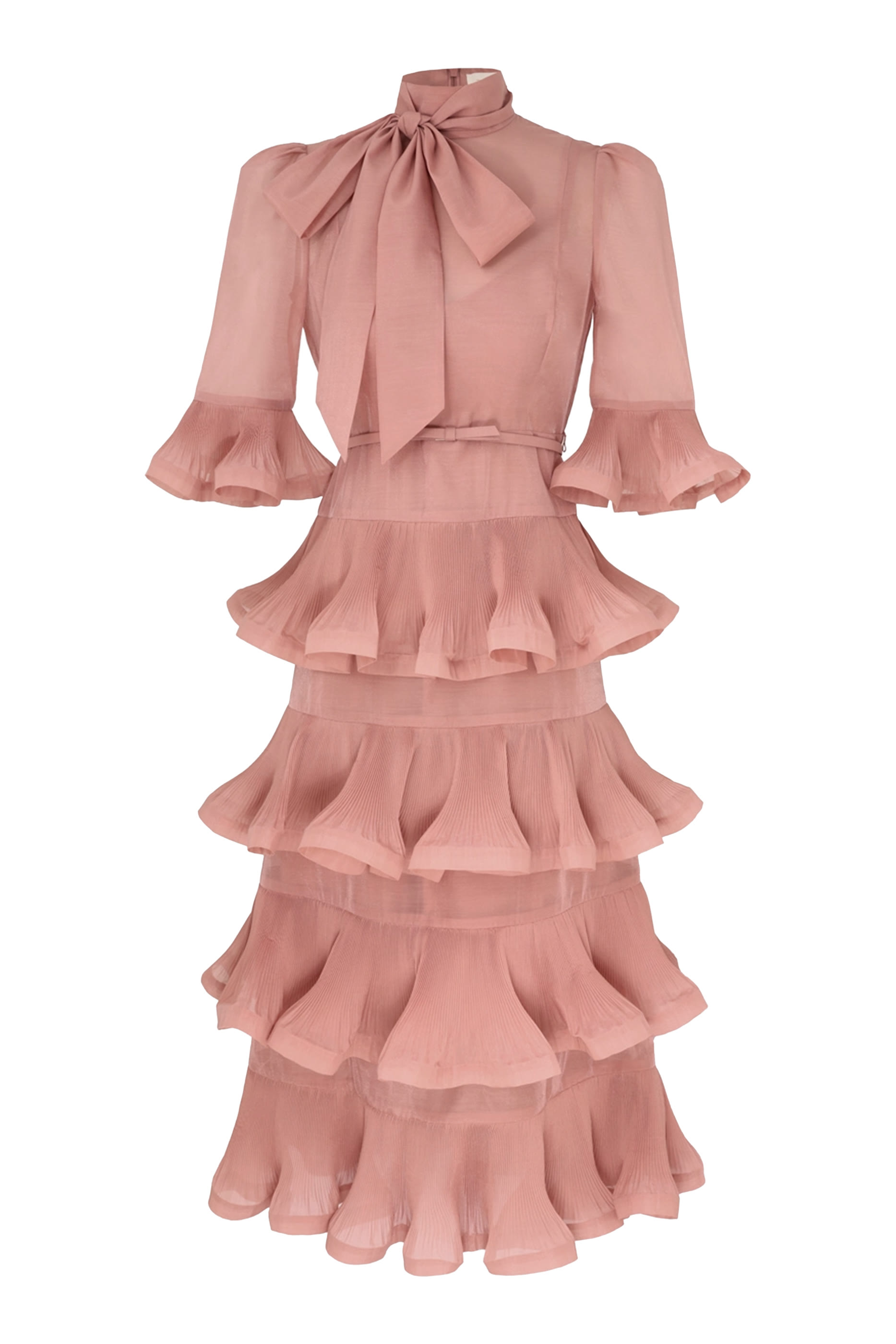 Pleated Sleeved Midi Dress