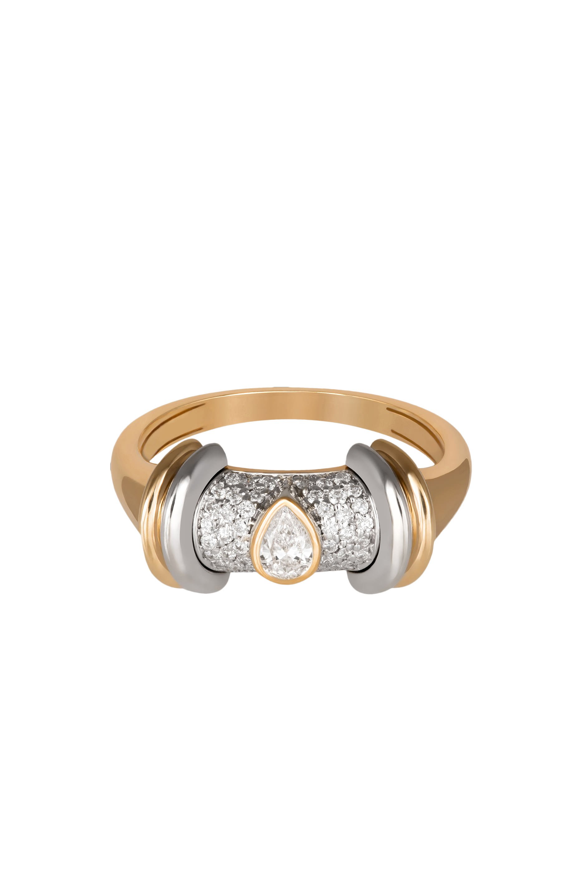Warrior Drop Ring, 18k Yellow Gold & Diamonds