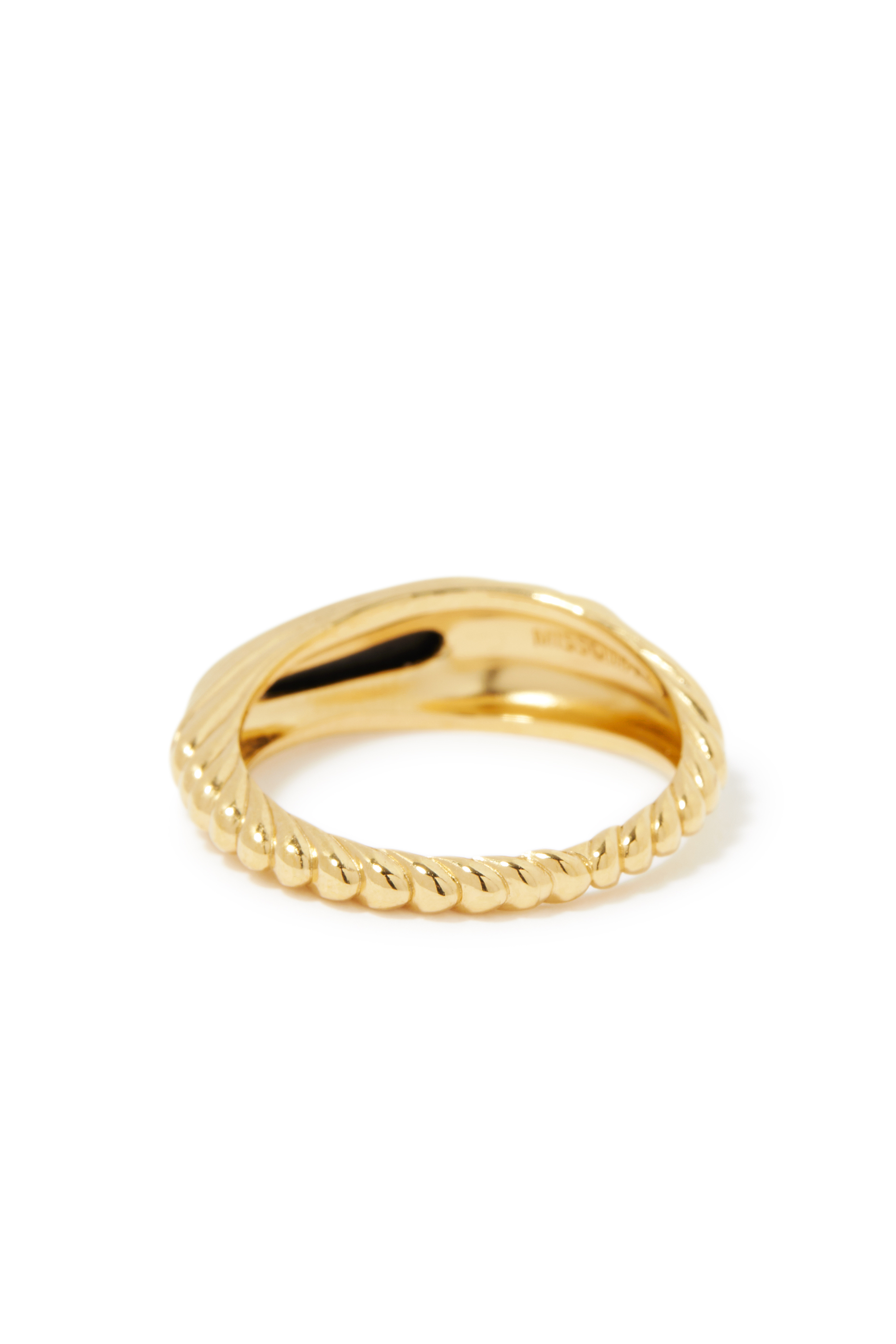 Wavy Ridge Stacking Ring, 18k Gold-Plated Sterling Silver & Onyx