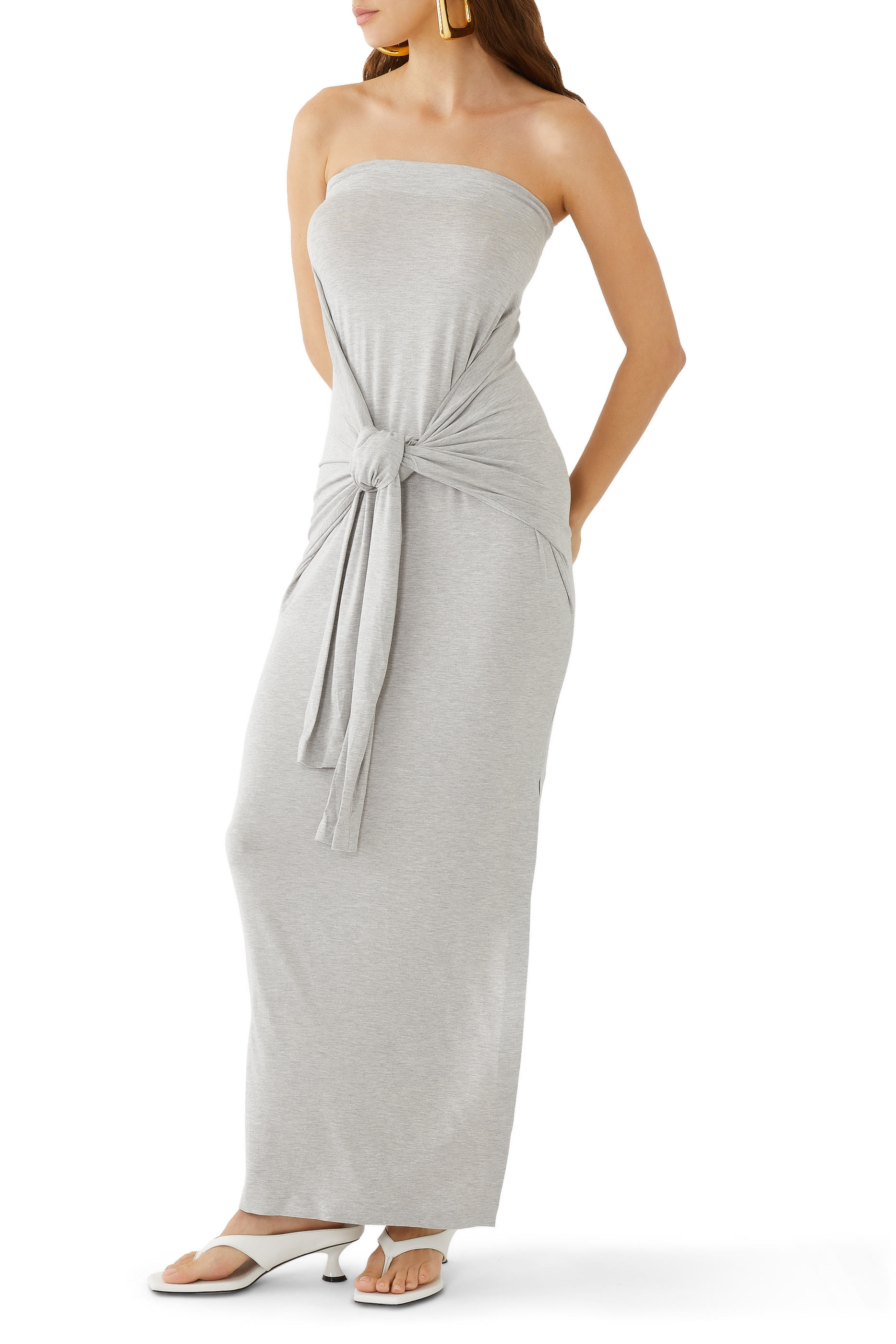 Strapless All in One Side Slit Gown