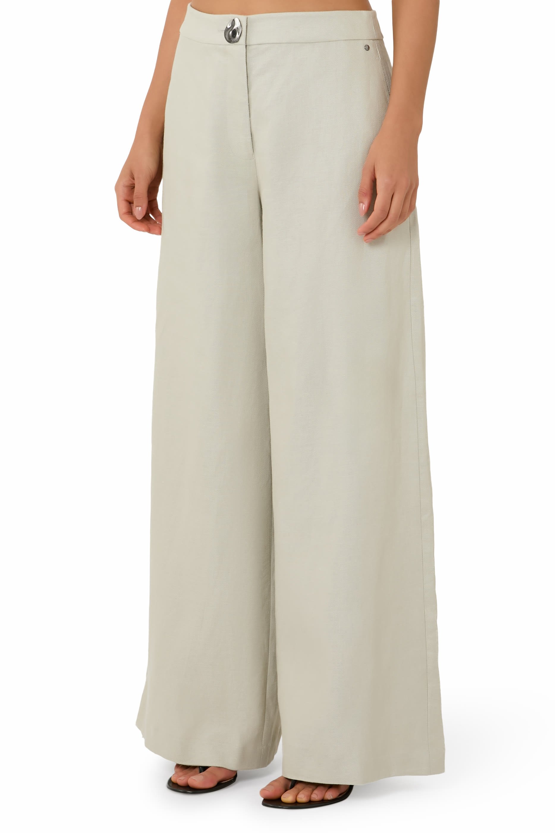 Wide-Leg Linen Twill Trousers