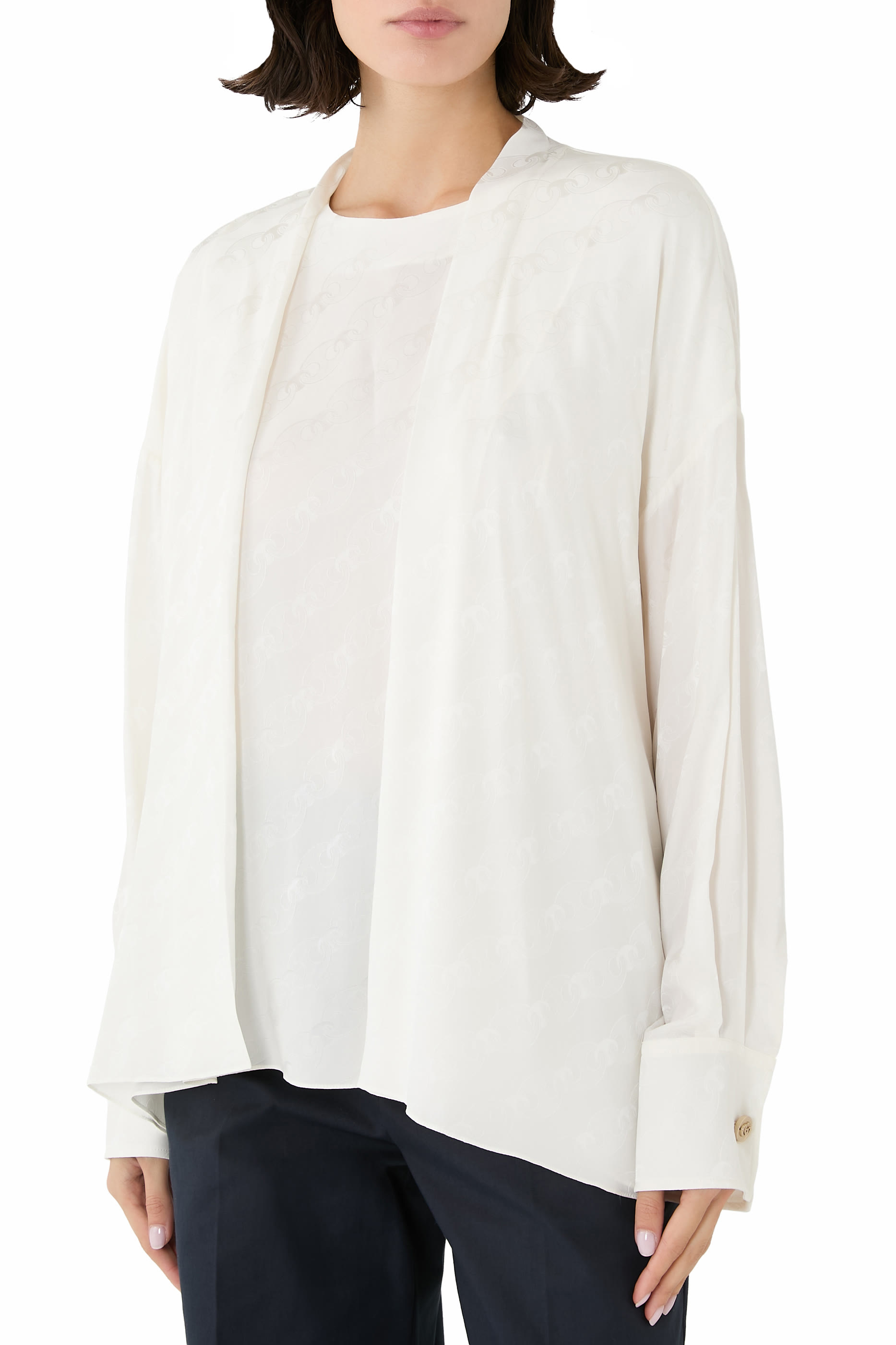 Marina Chain Silk Jacquard Top