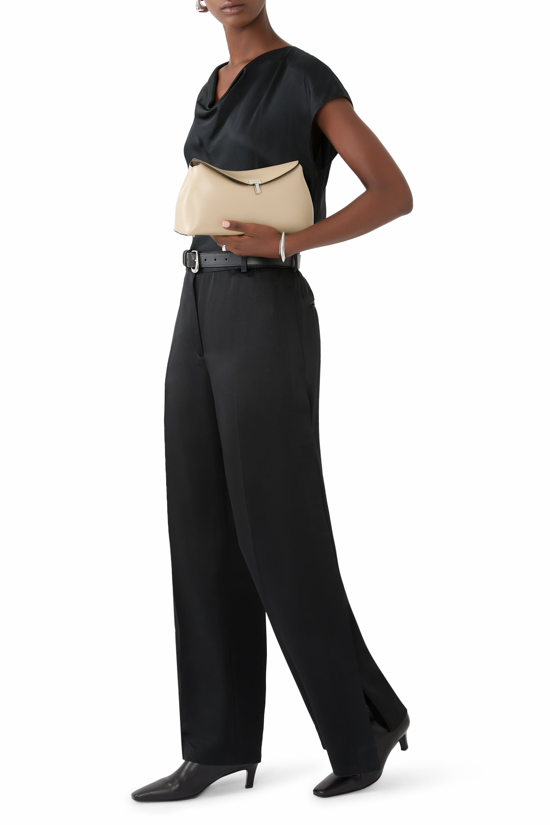 T-Lock Leather Clutch