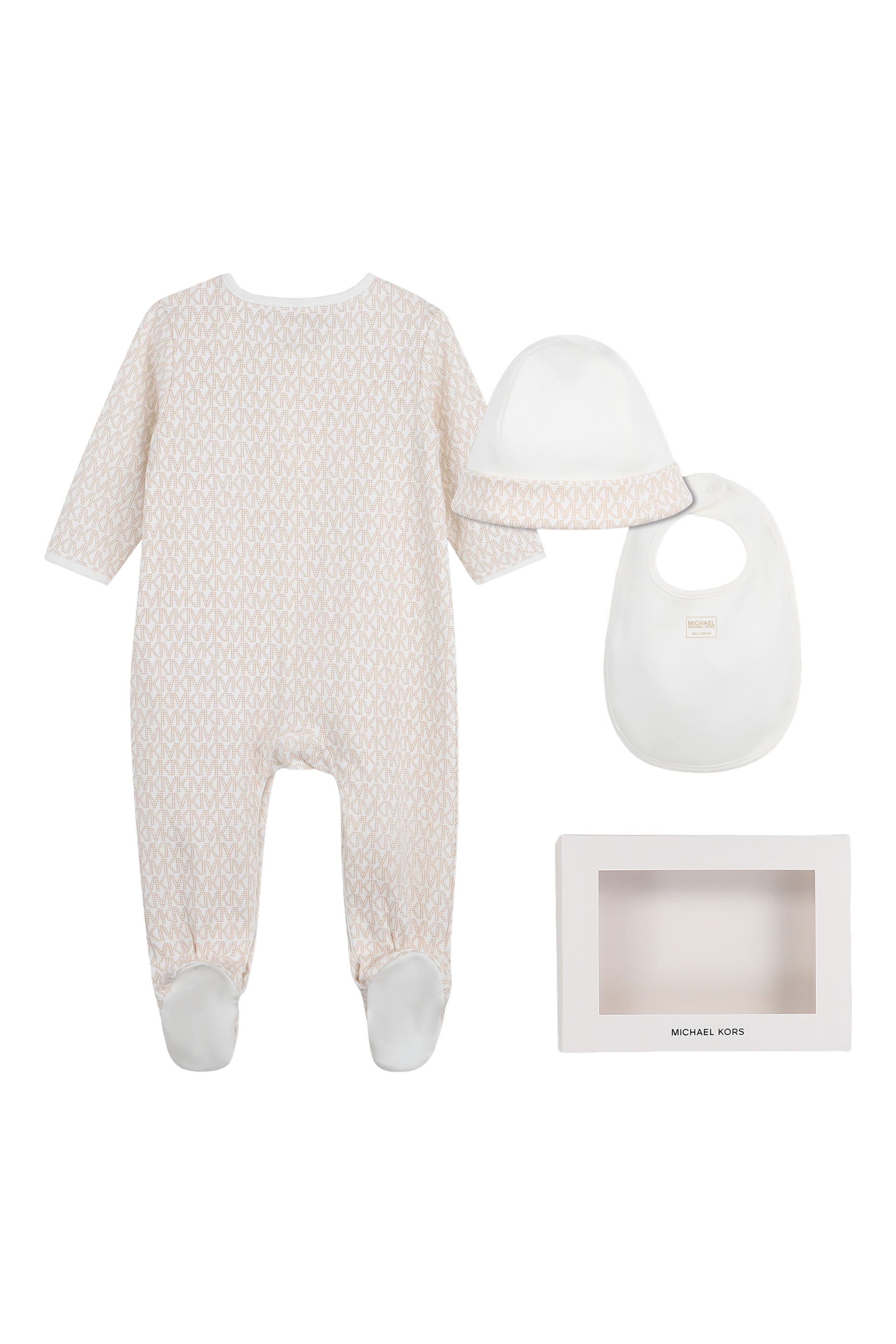 Kids Cotton Bodysuit, Bib & Hat Set 