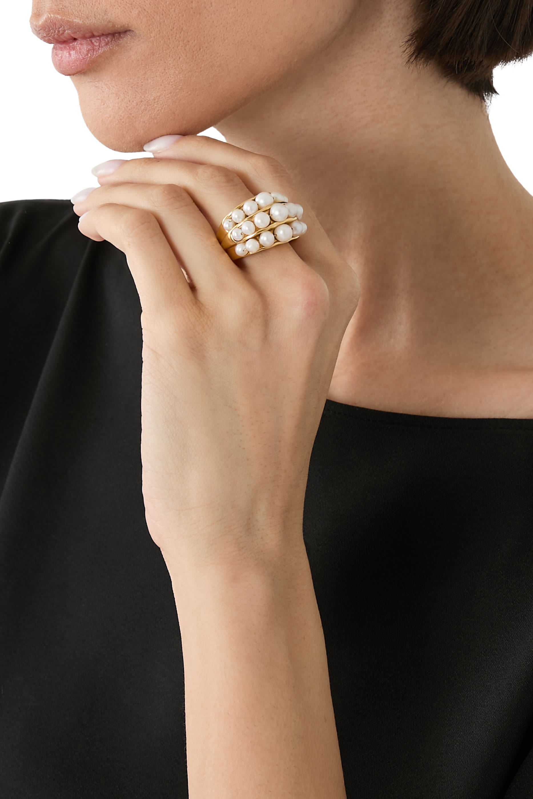Graine de Gemmes Ring, 24K Gold-Plated Brass & Freshwater Pearl