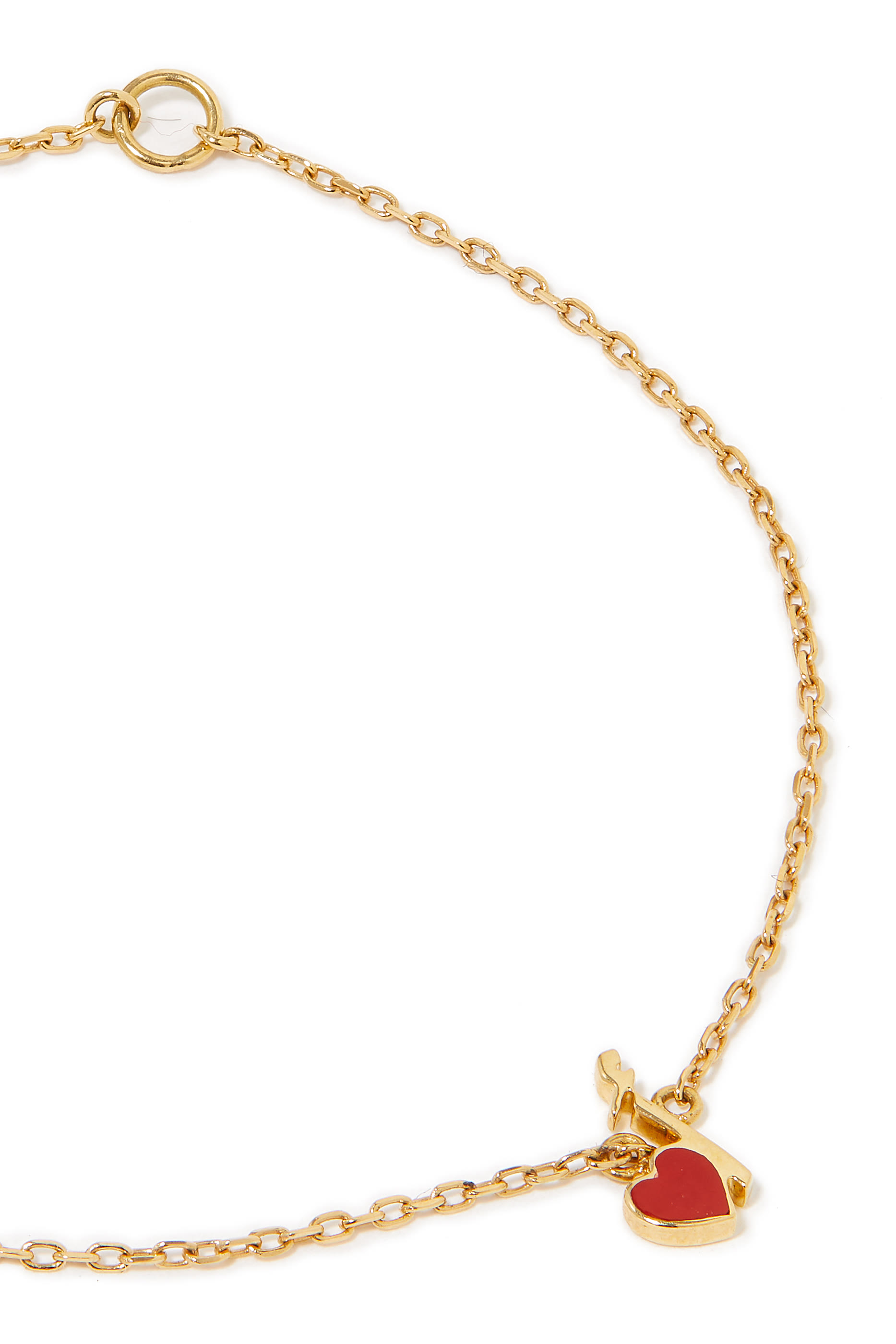 Kids 'Alef' Letter Heart Bracelet, 18kt Yellow Gold, Enamel