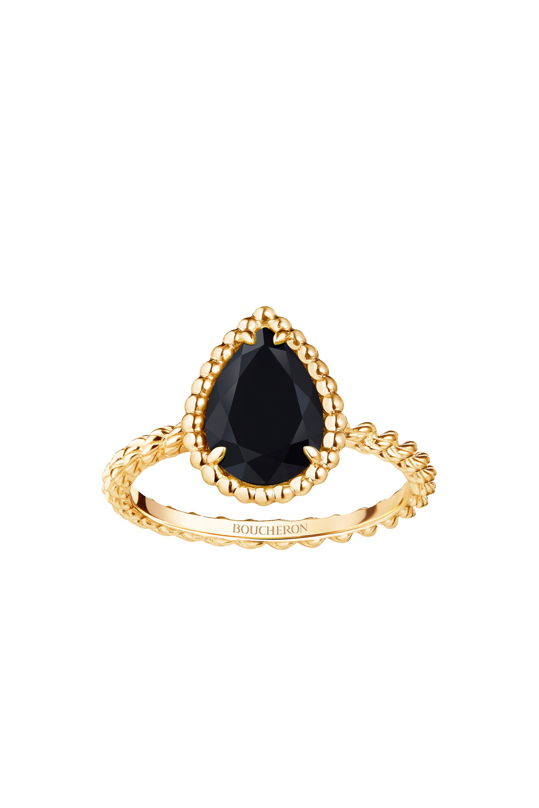 Serpent Boh&egrave;me S Motif Ring, 18K Yellow Gold & Black Onyx