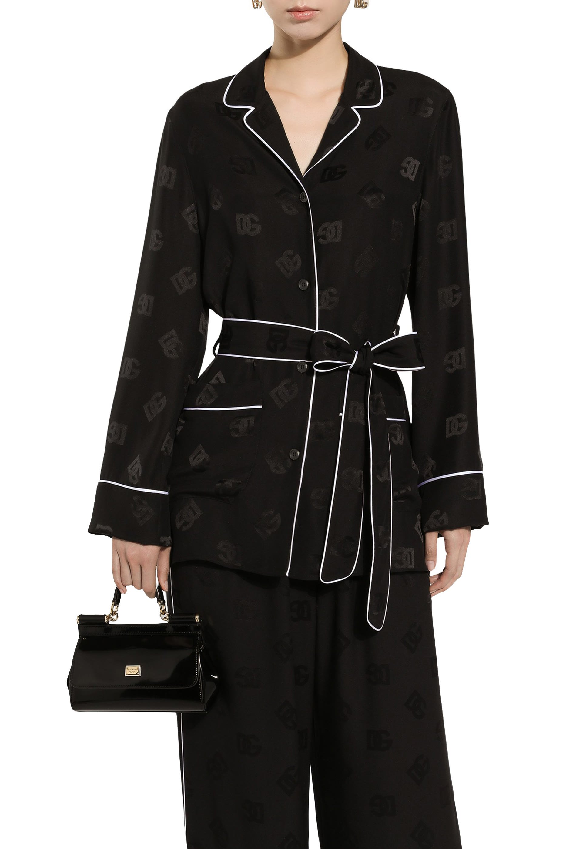 Silk Satin Jacquard Pajama Shirt
