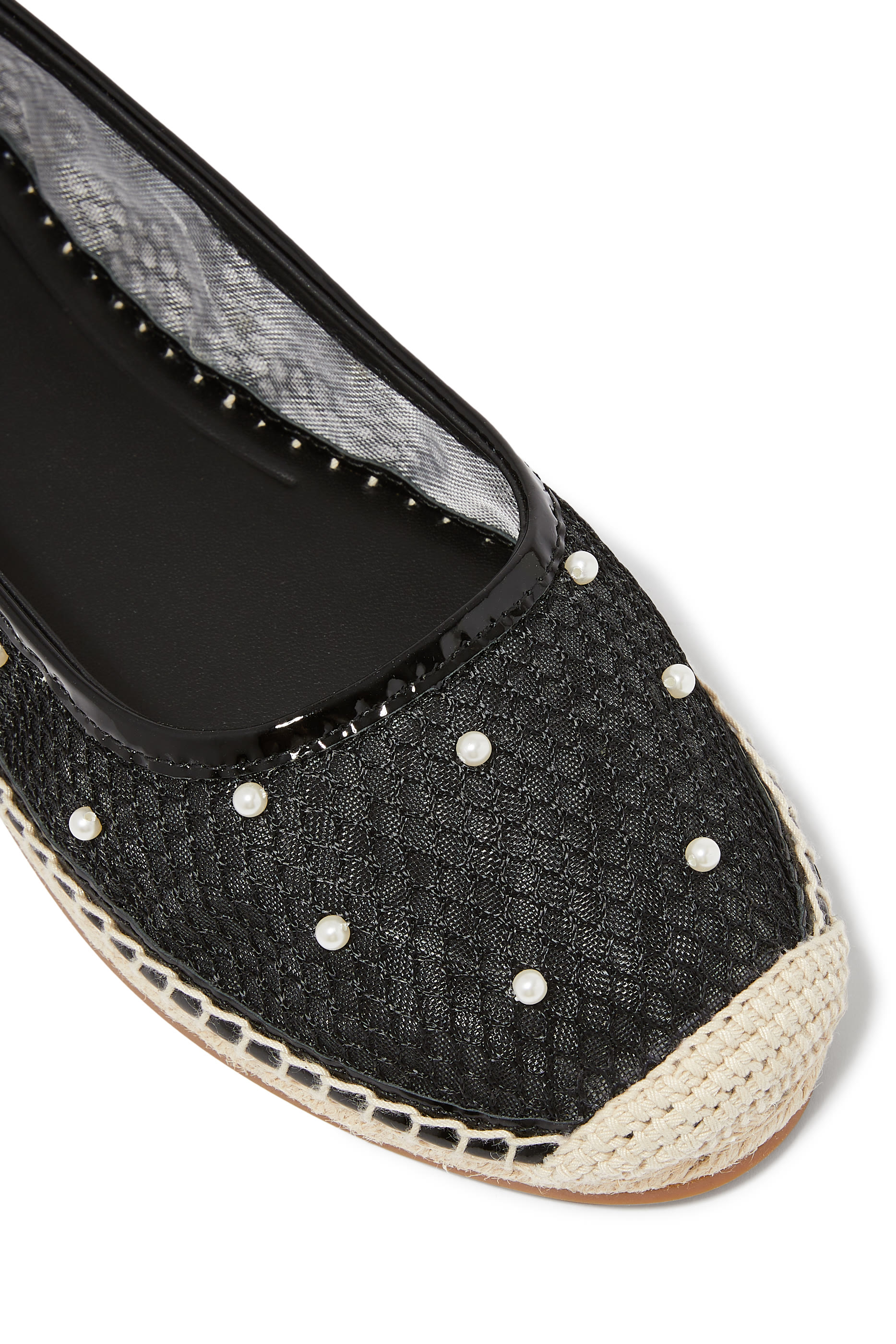 Pearl Fishnet Espadrille Ballet Flats