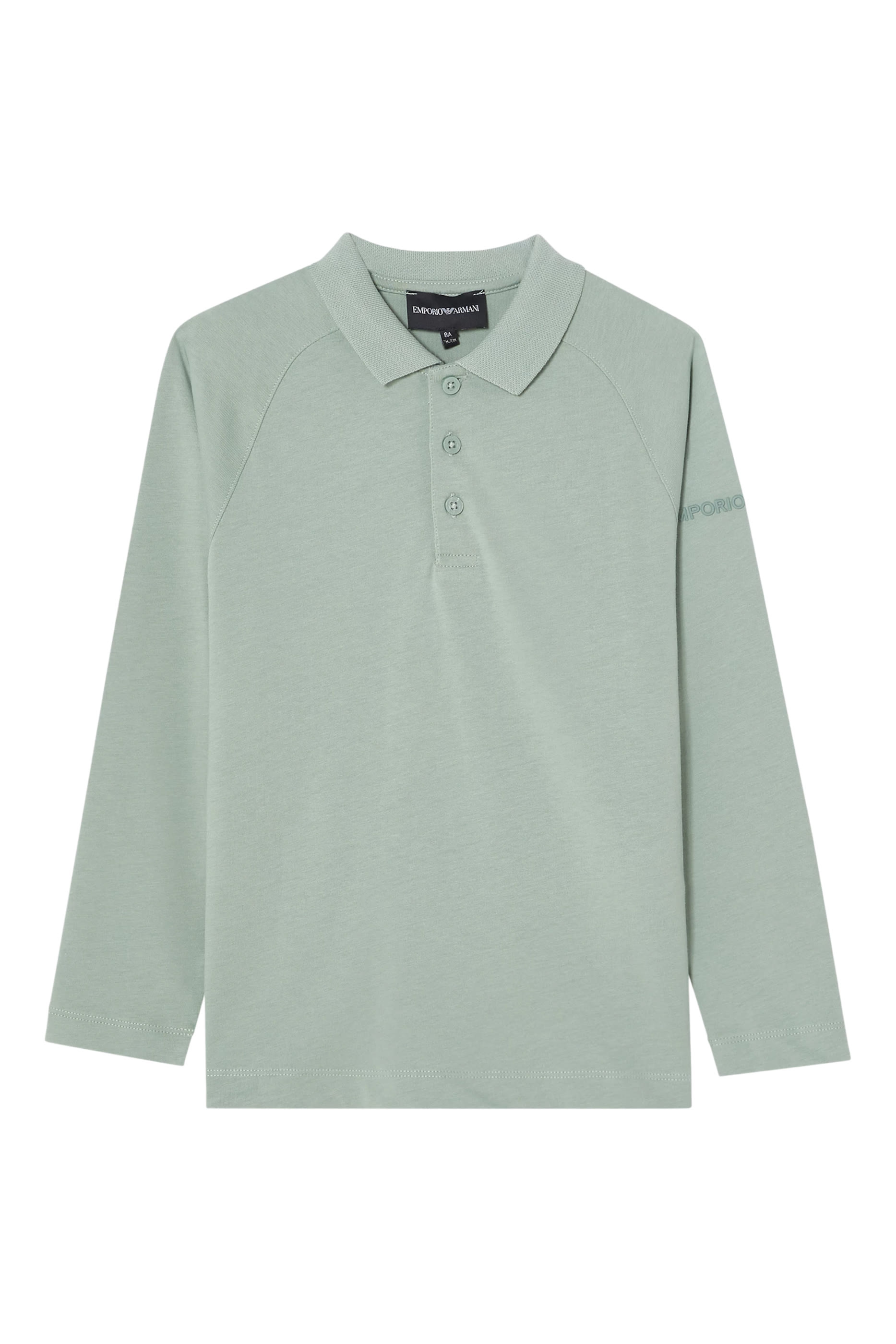 Emporio Armani Kids Text Logo Long-Sleeve Polo Shirt