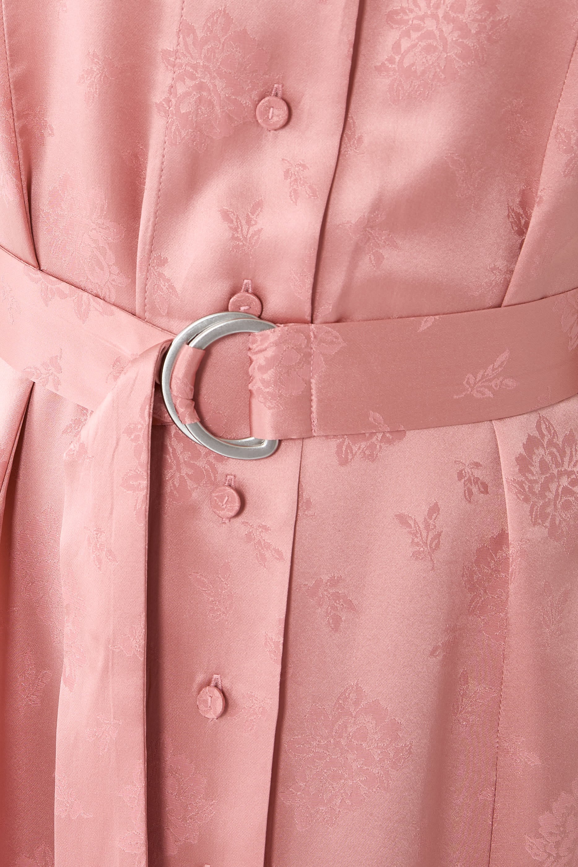 Floral Jacquard Belted Dress