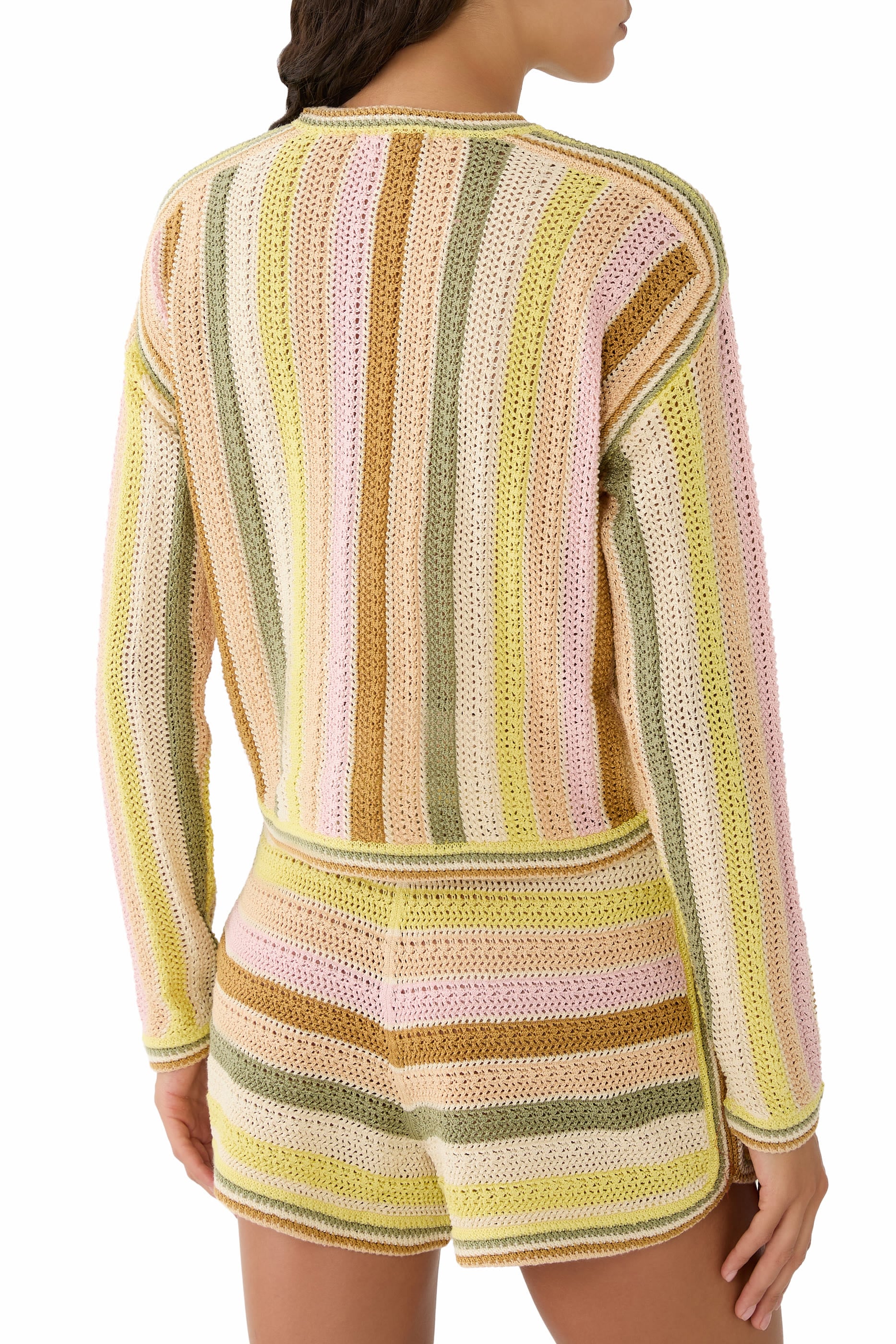  Indra Stripe Crochet Cardigan