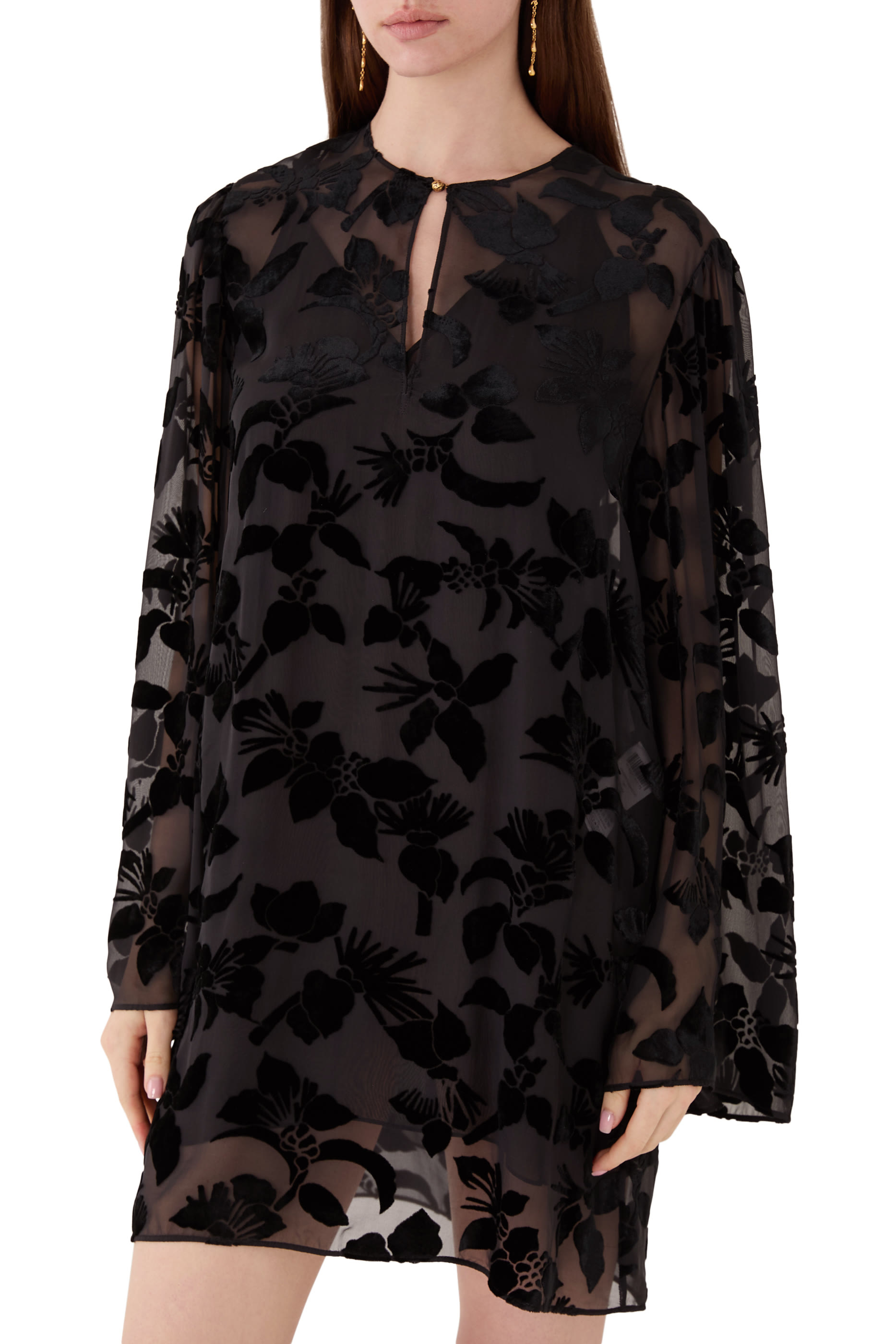 Puff-Sleeve Mini Dress