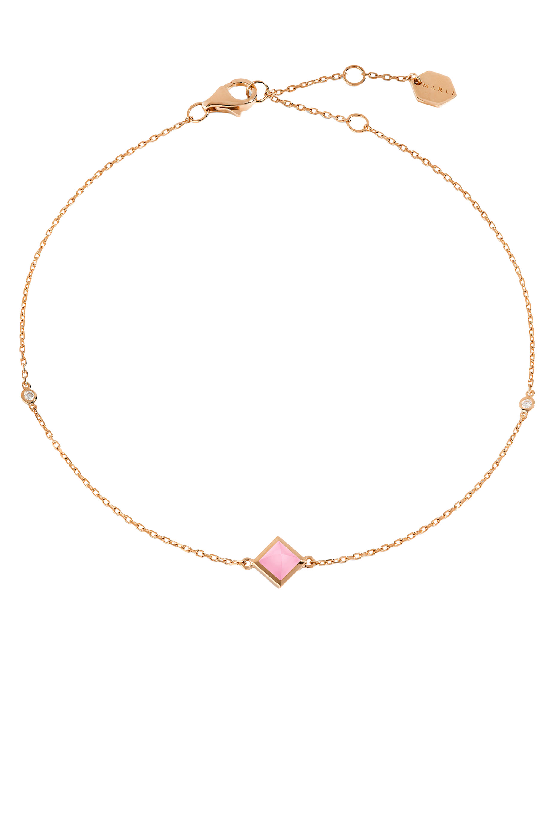 Cleo Pyramid Anklet, 18k Pink Gold and Diamonds