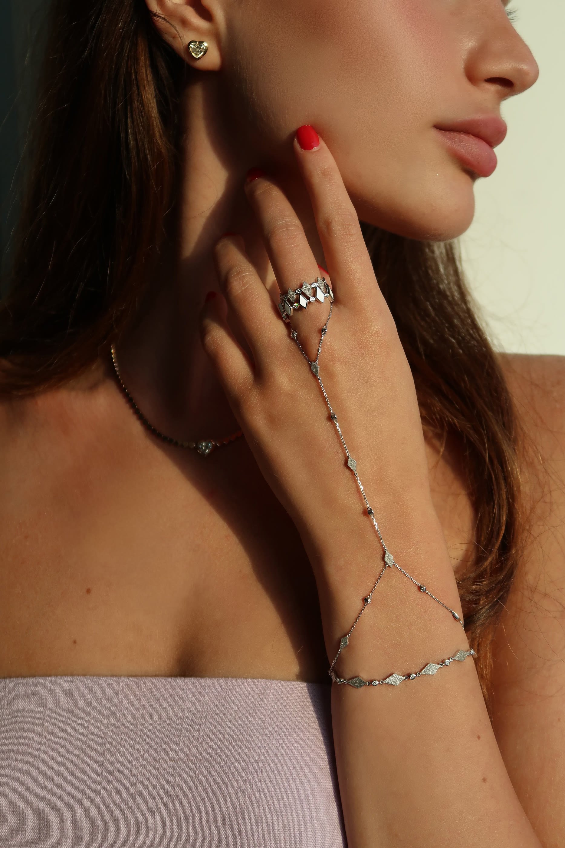  Morocco Sandblast Mosaic Ring, 18K White Gold & Diamonds