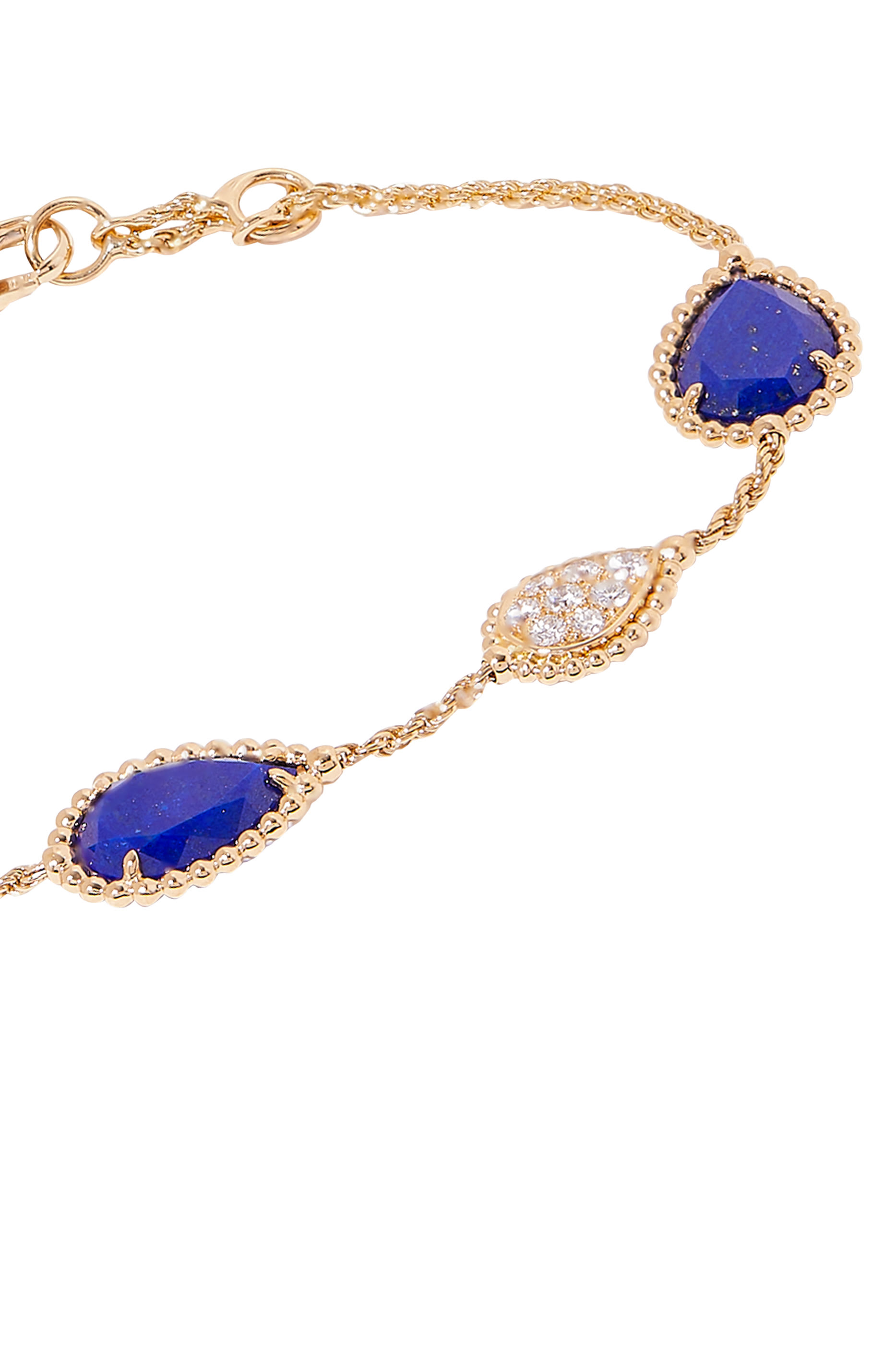 Serpent Boh&egrave;me 18K Yellow Gold 5 Motif Lapis Lazuli and Diamond Bracelet