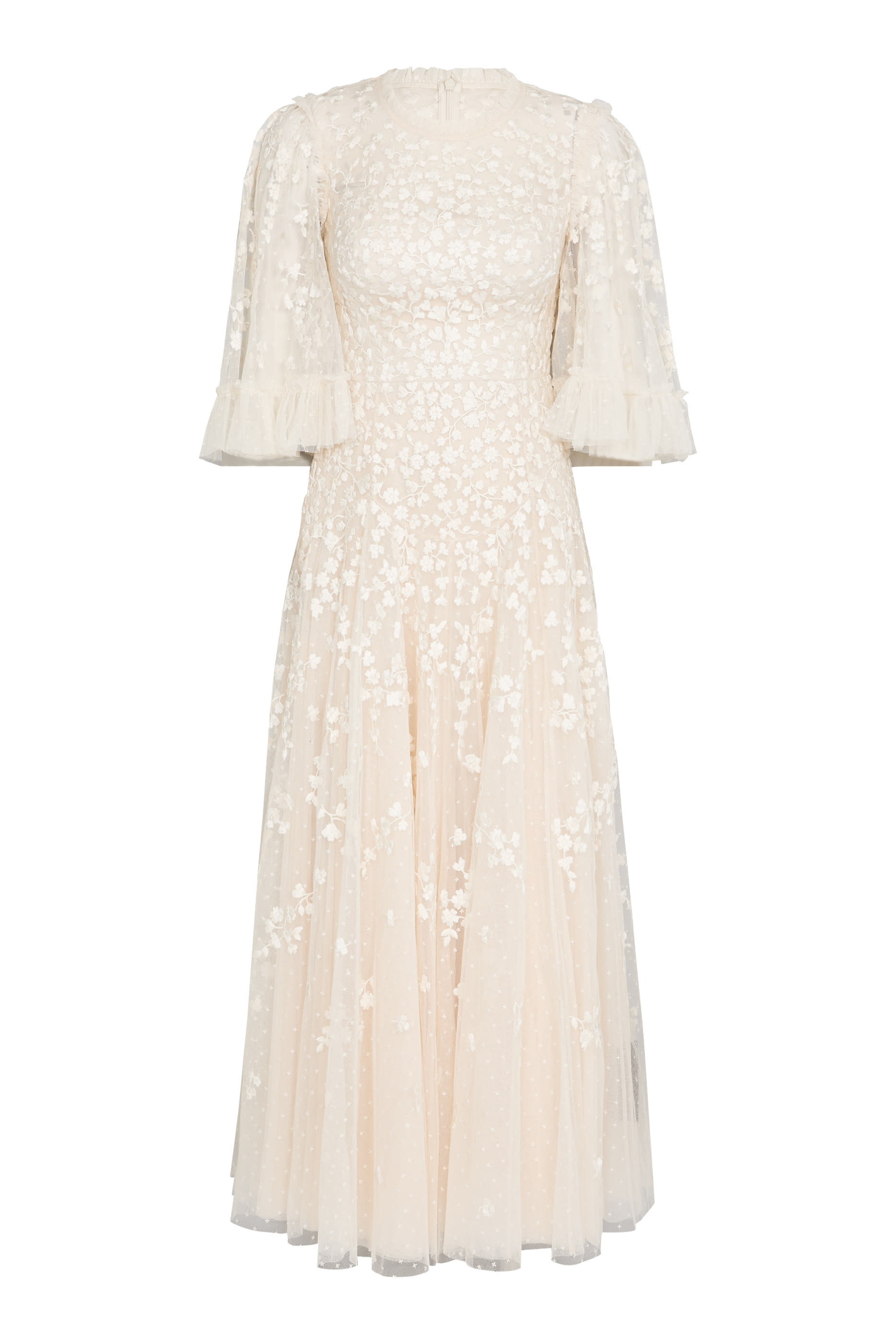 Scatter Blossom Round-Neck Ankle Gown