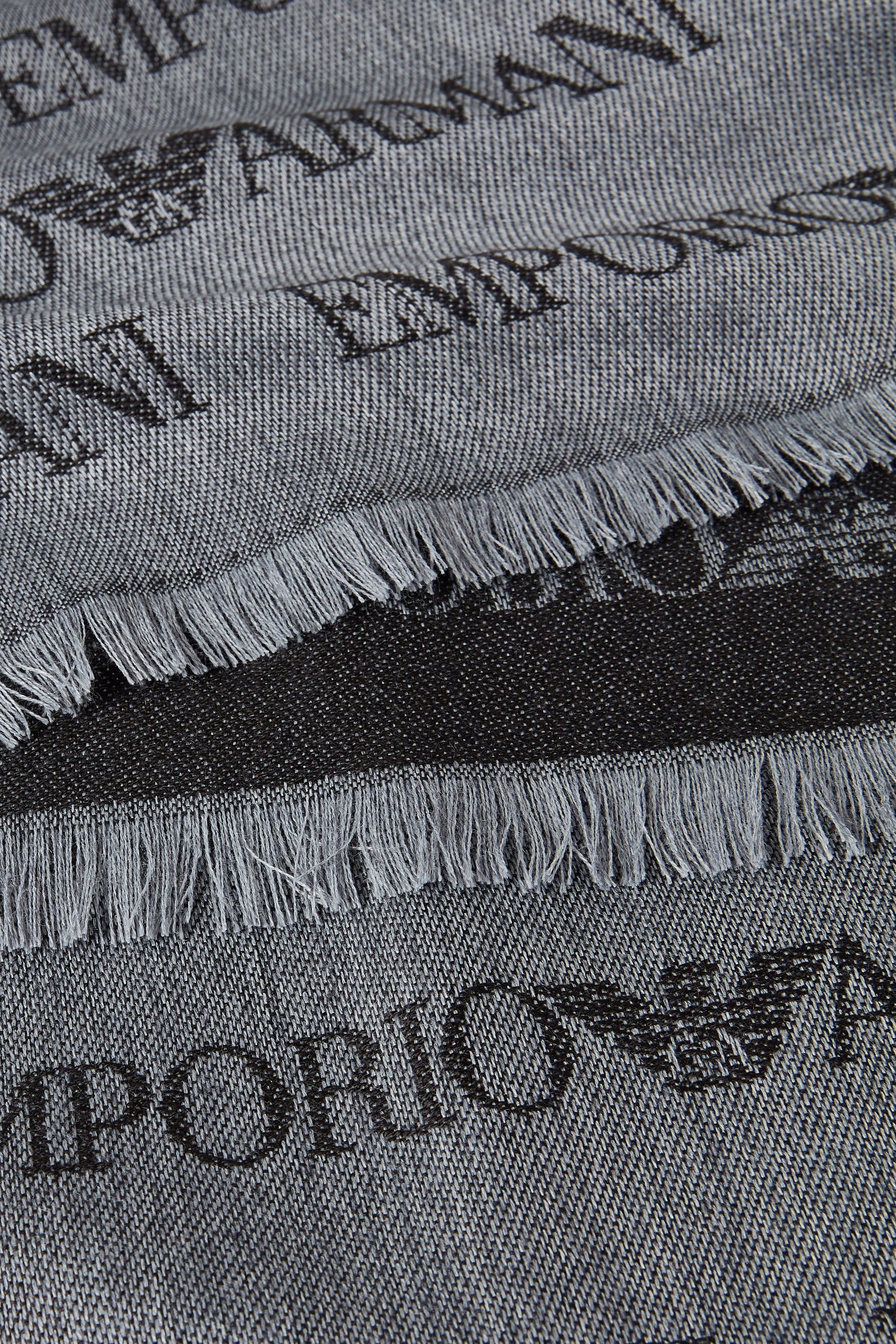 Jacquard Logo Lettering and Fringes Virgin-Wool Blend Scarf