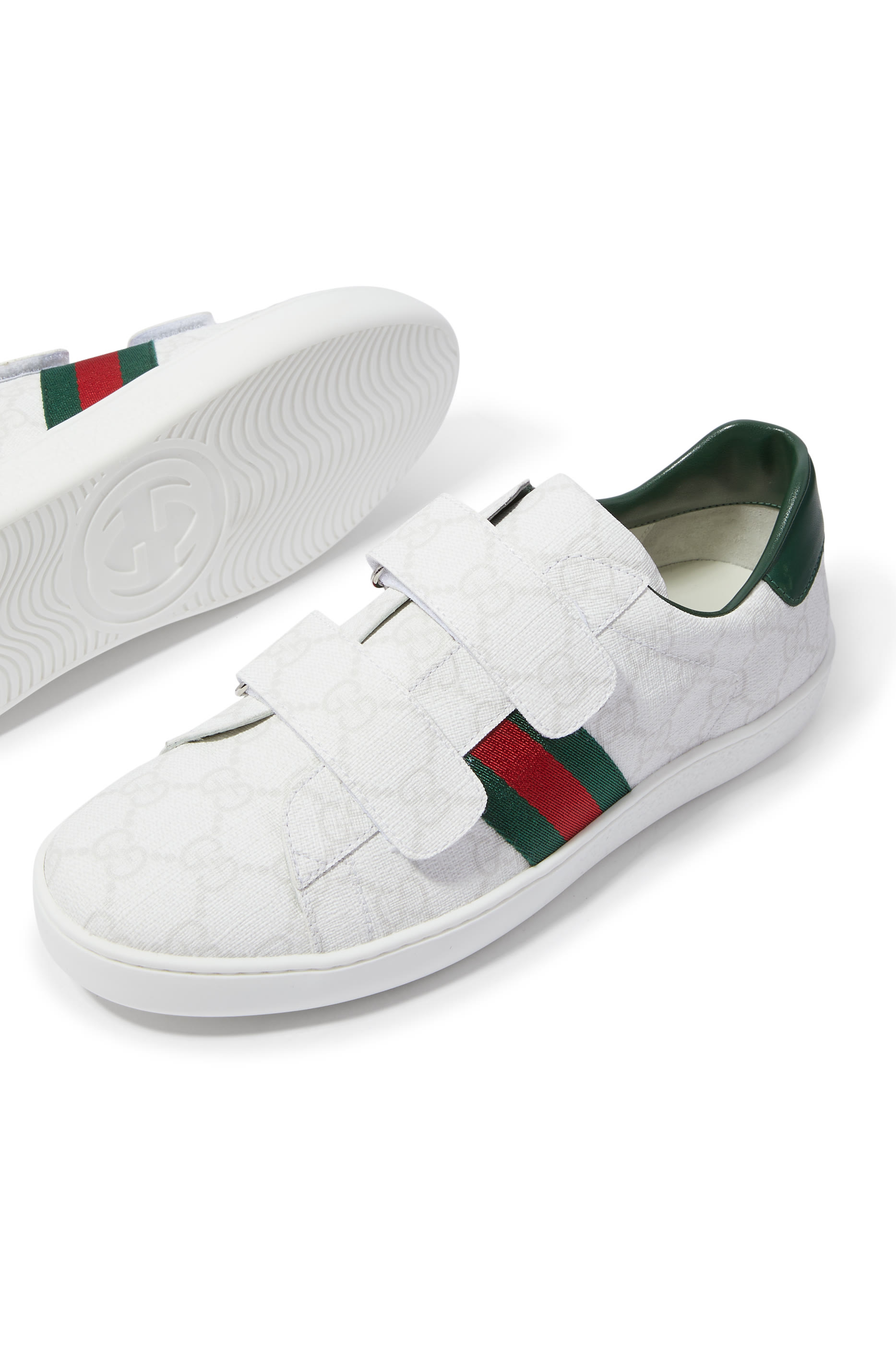 Kids Web-Detail Leather Sneakers