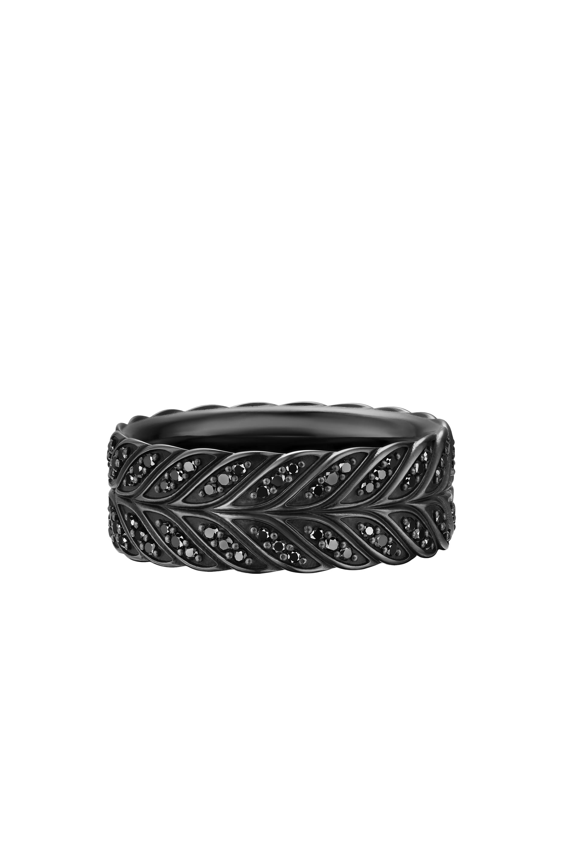 Chevron Pav&eacute; Band Ring, Black Titanium & Black Diamonds