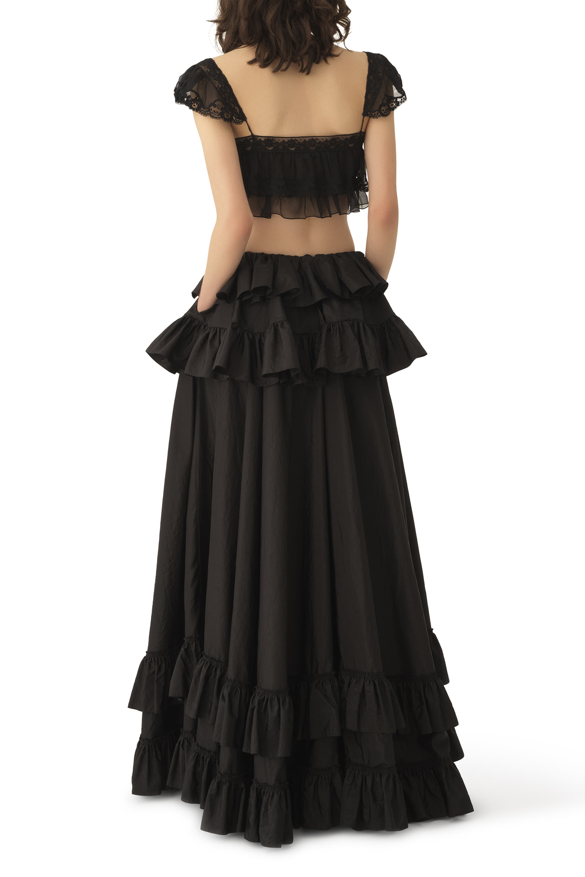 Tiered Maxi Skirt in Washed Silk Taffeta 