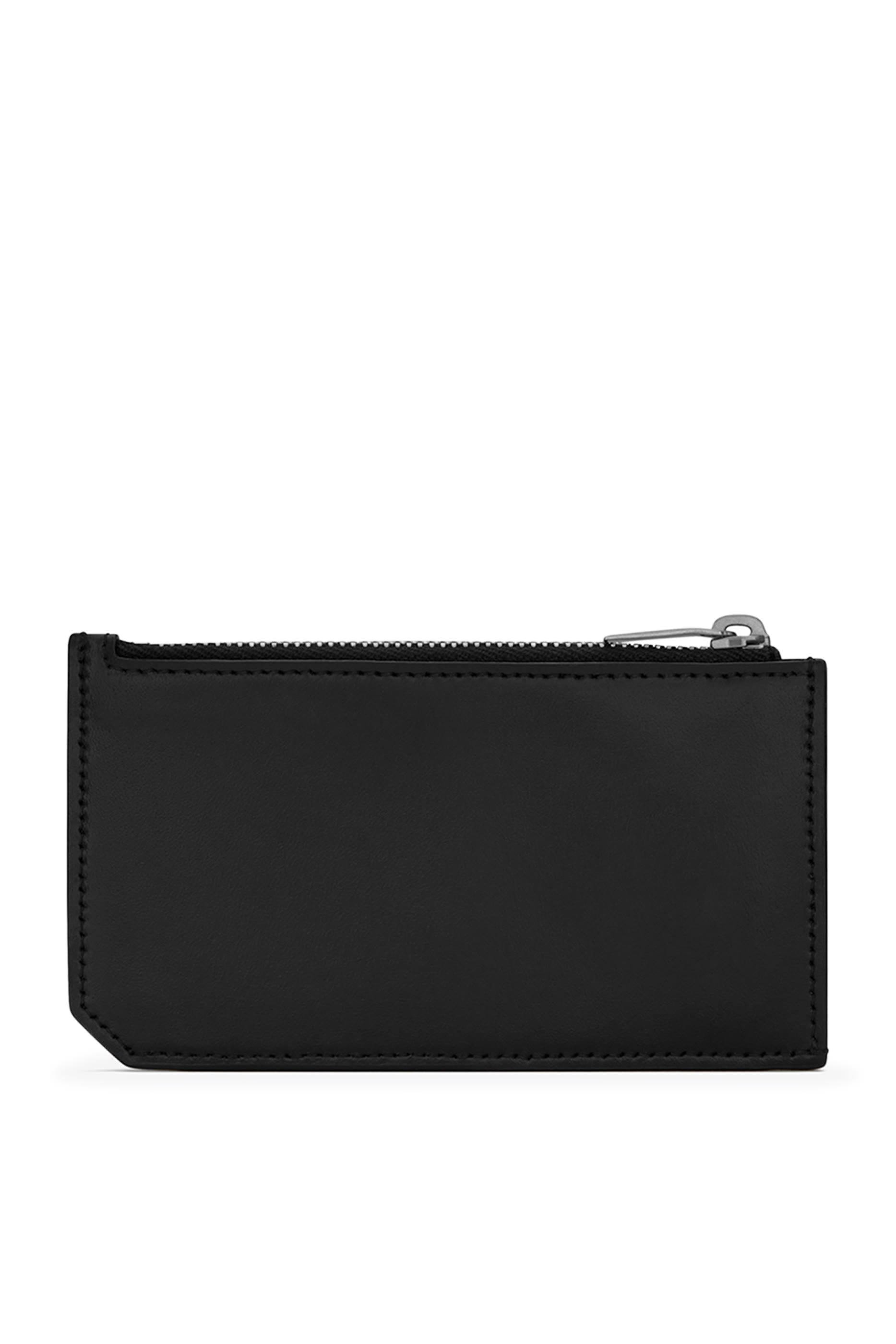 Tiny Cassandre Zipped Fragments Credit Card Case in Shiny Leather