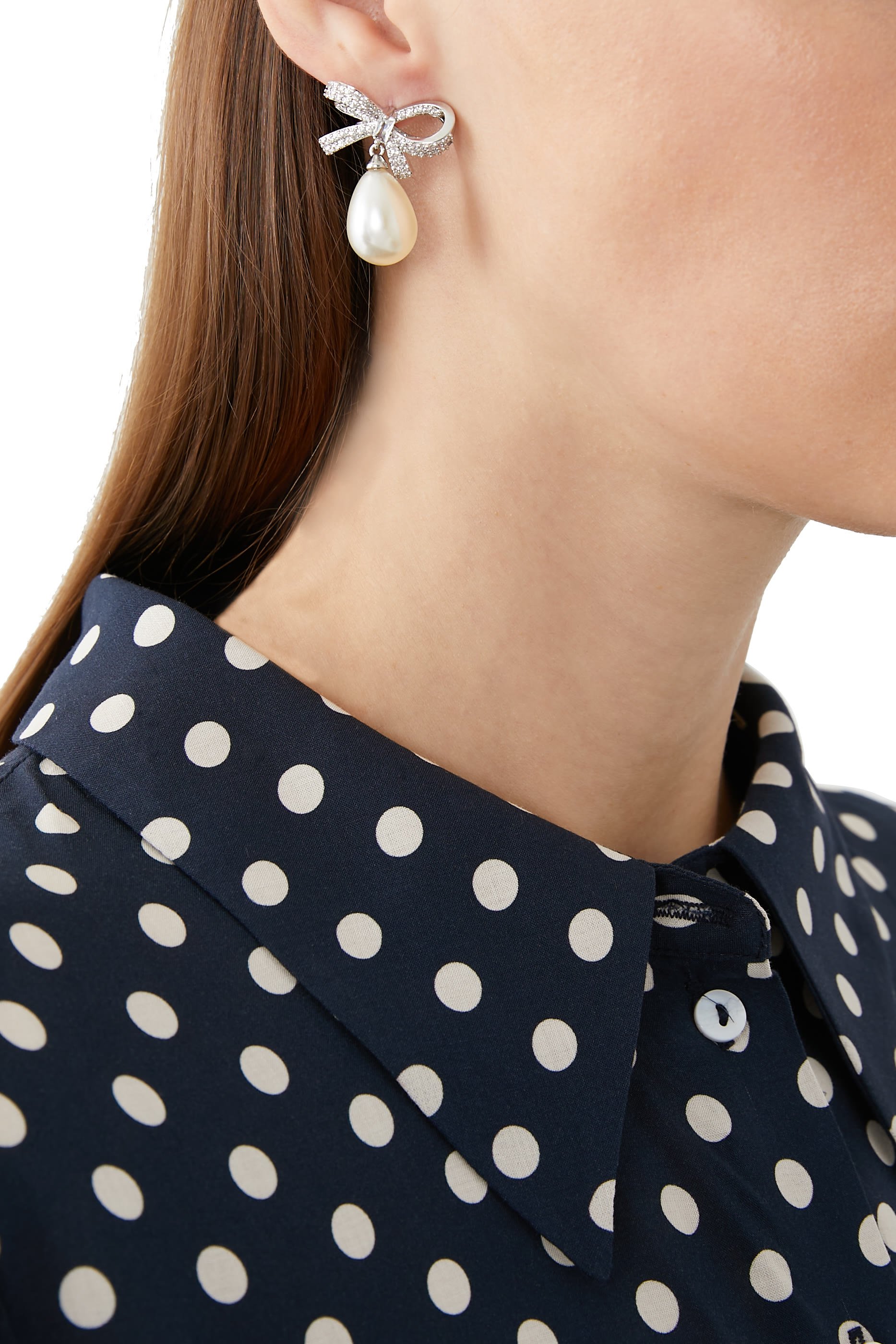 Bow Pearl Earrings, Sterling Silver & Pearl