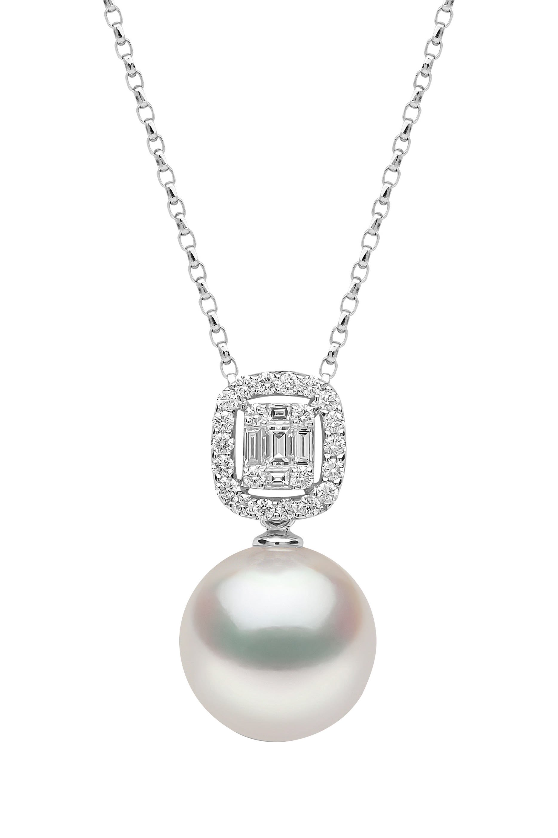 Starlight Necklace, 18k White Gold, Diamond & Pearl