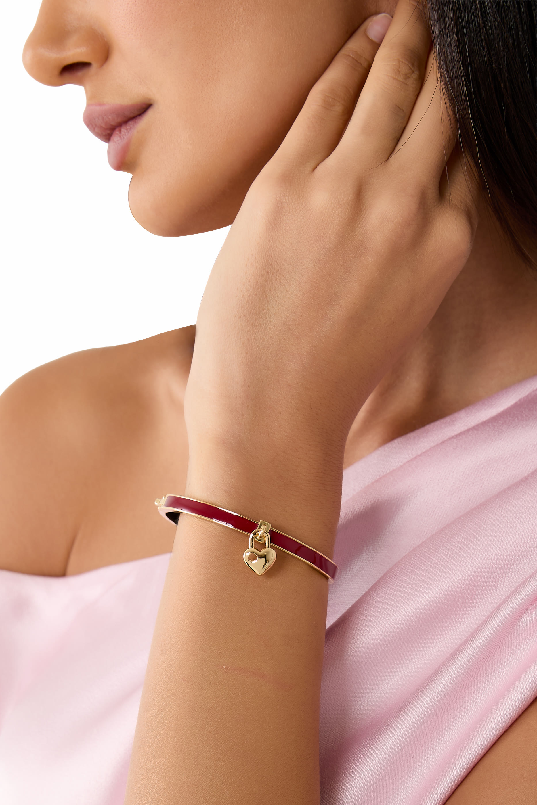 Heart Spade Thin Bangle, Stainless Steel & Enamel