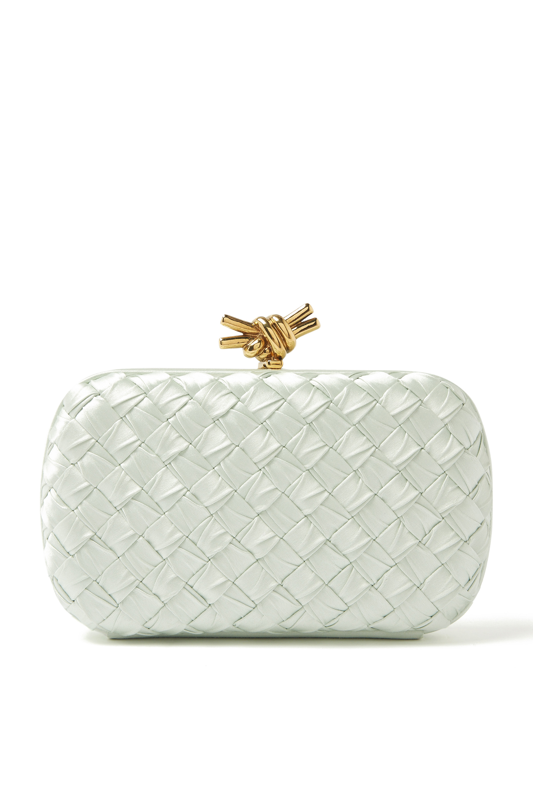 Knot Minaudière Intreccio Calfskin Leather Clutch