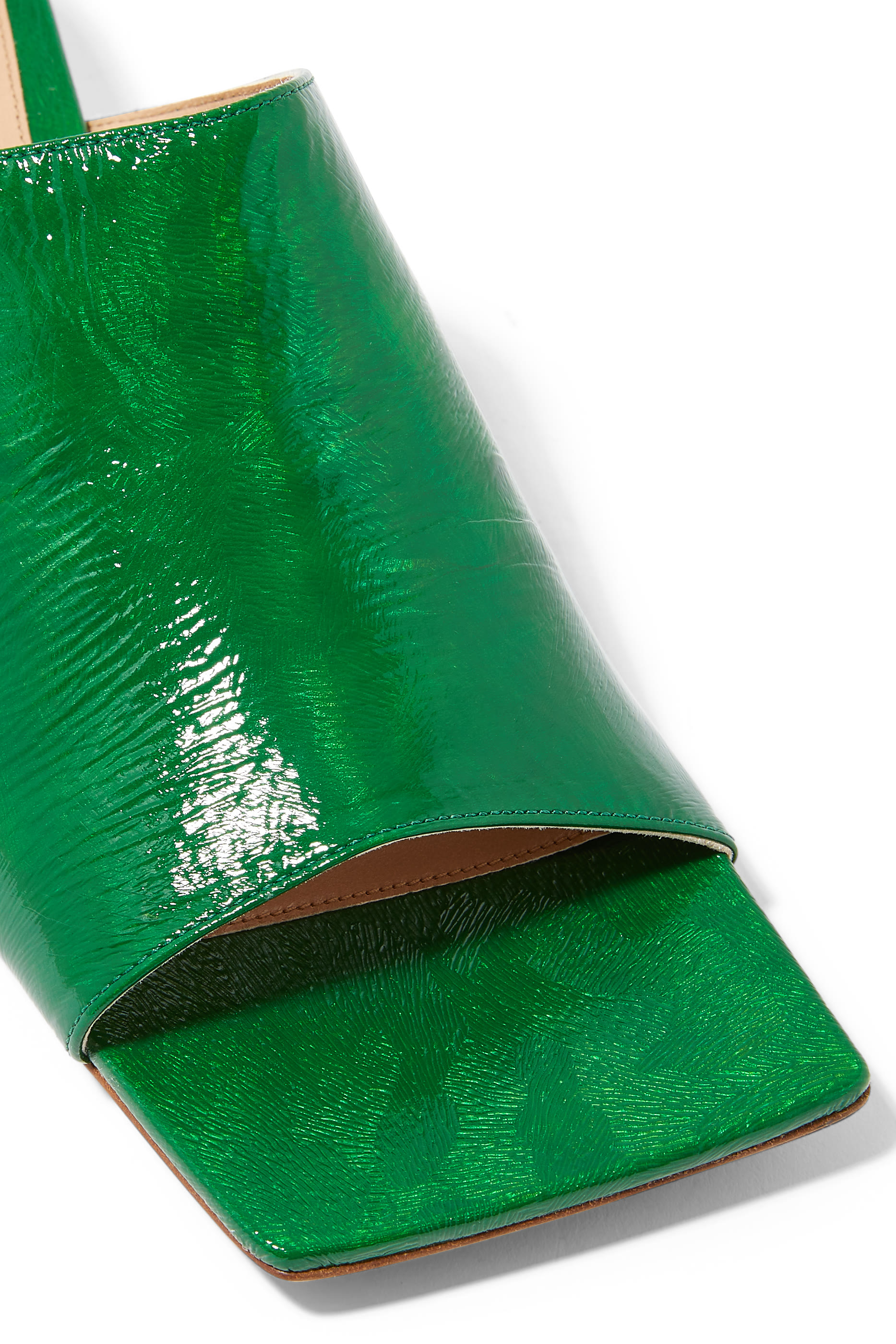 Stretch 40 Leather Kitten Mules