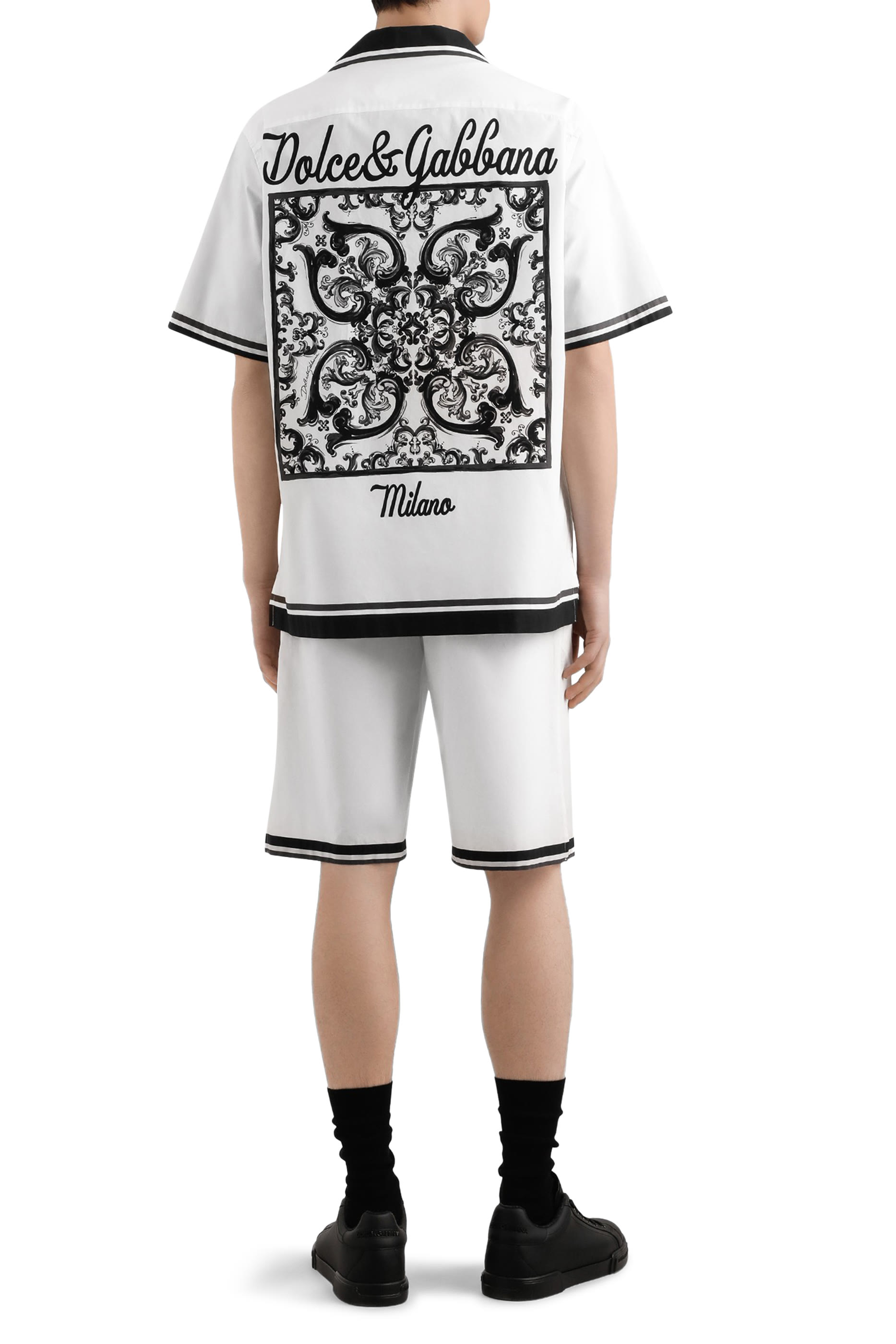 Majolica-Print Poplin Shorts