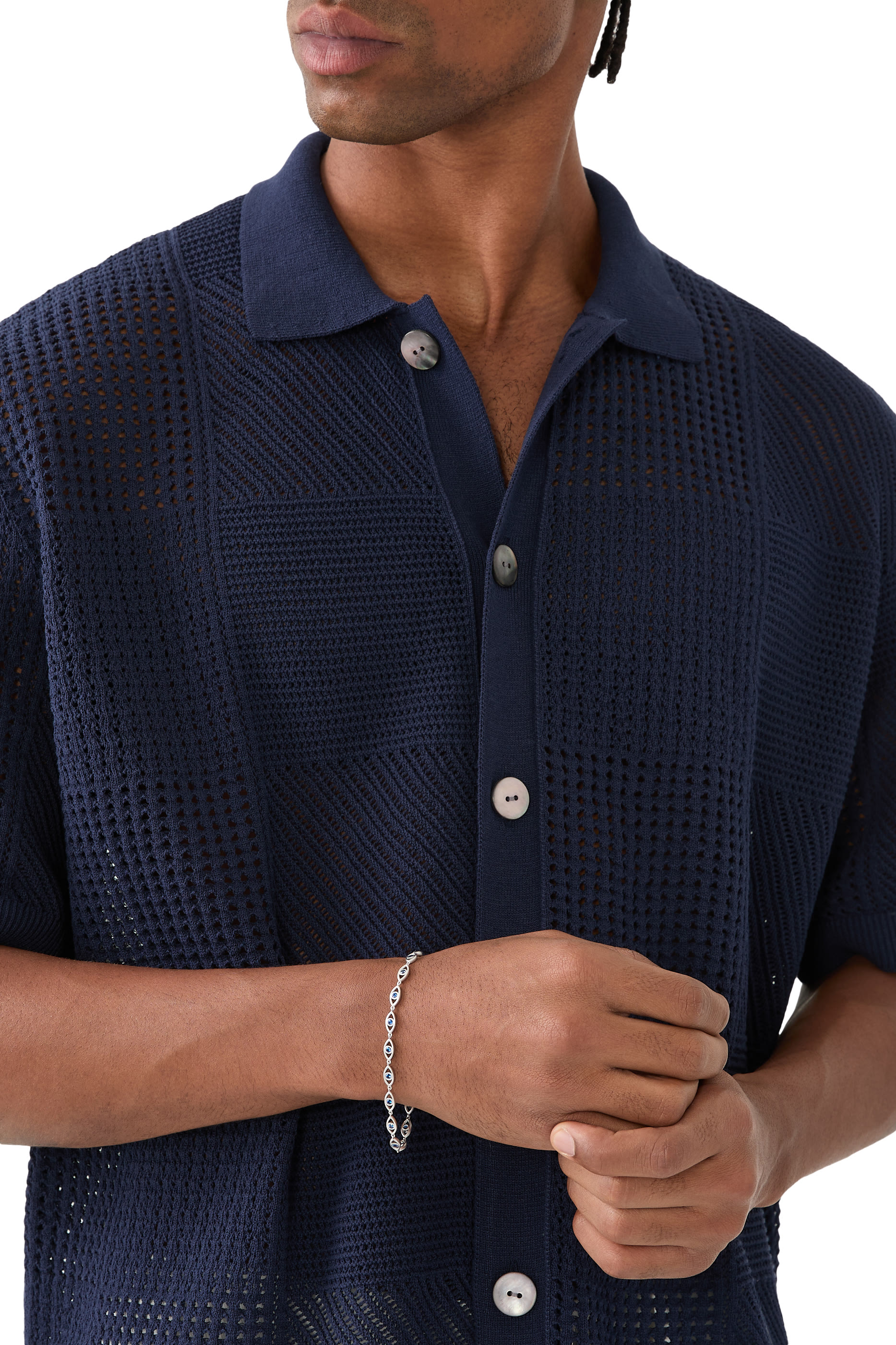 Evil Eye Bracelet, Sterling Silver with Rhodium Plating & Spinels