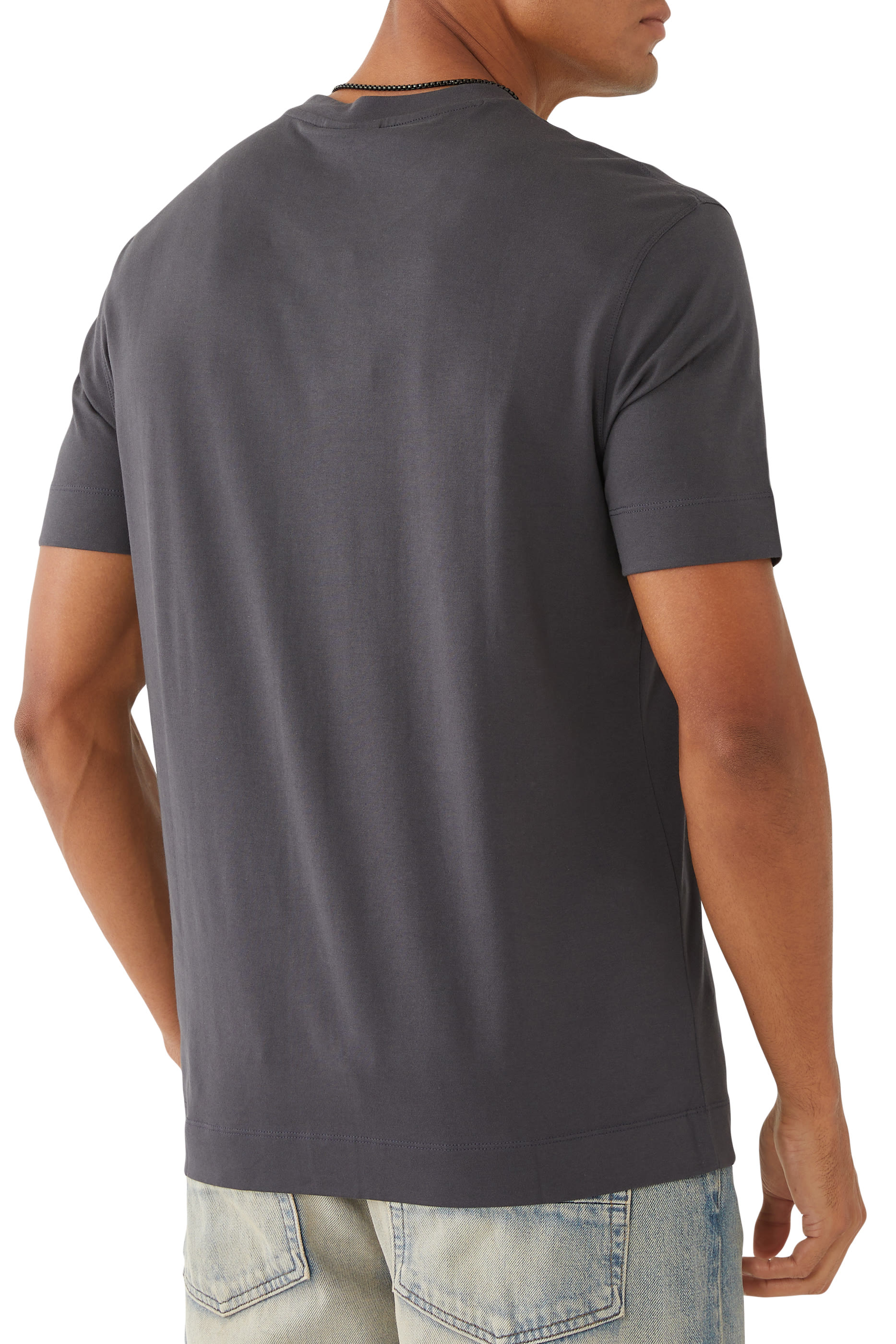 Micro EA Text Logo Embroidered T-Shirt