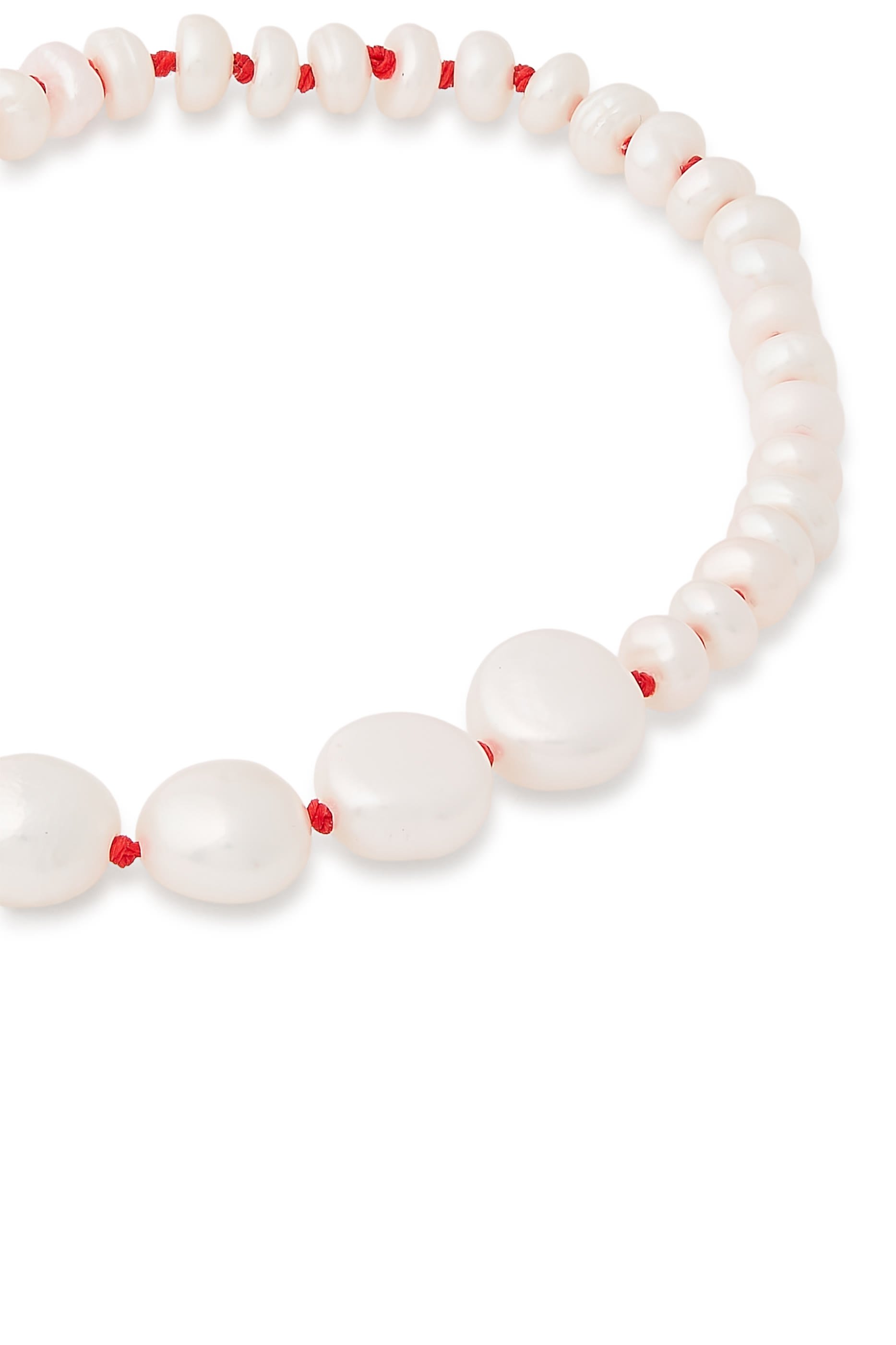 The Mira Necklace with Red Cord, Freshwater Pearls