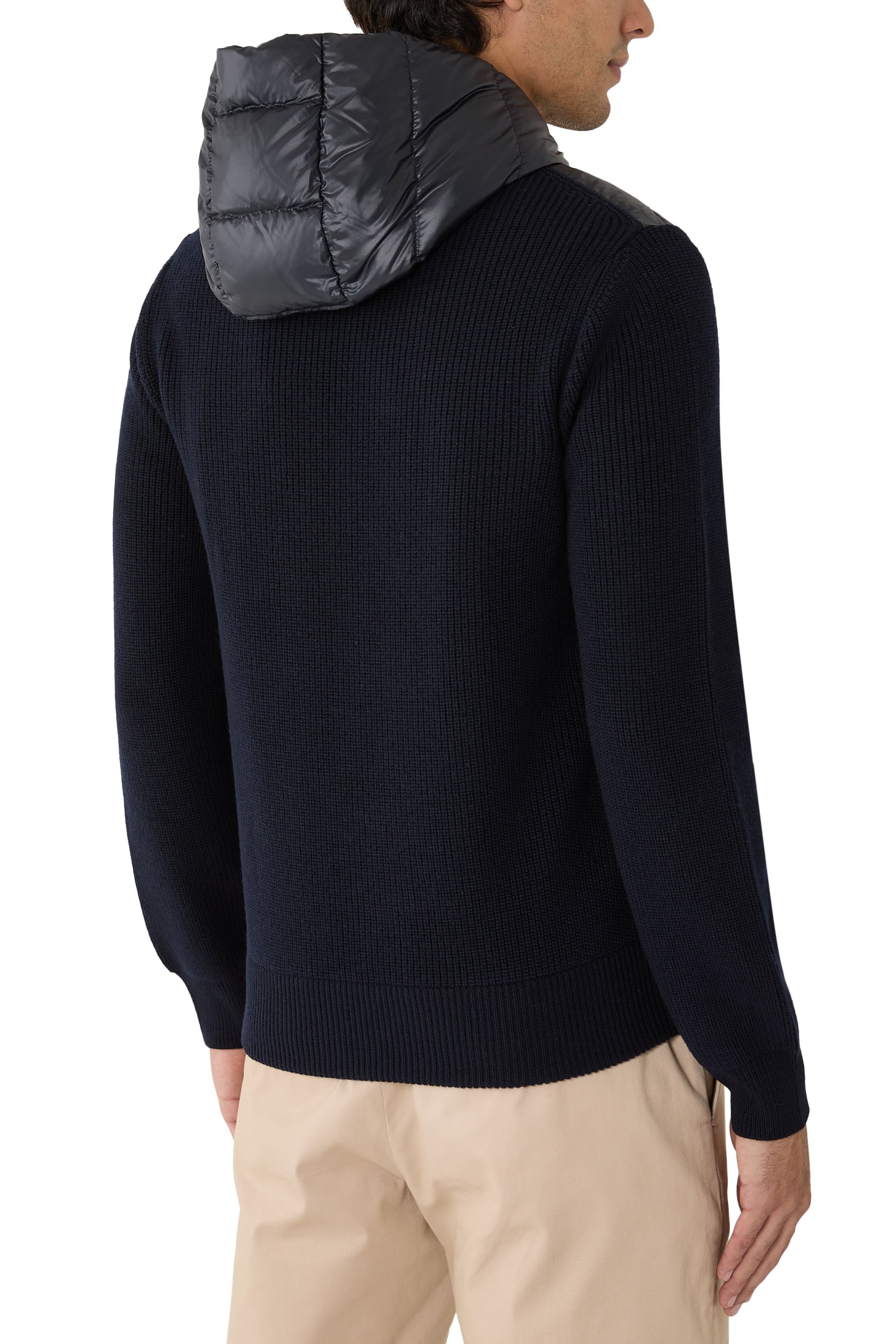 Padded Wool Zip-Up Hoodie