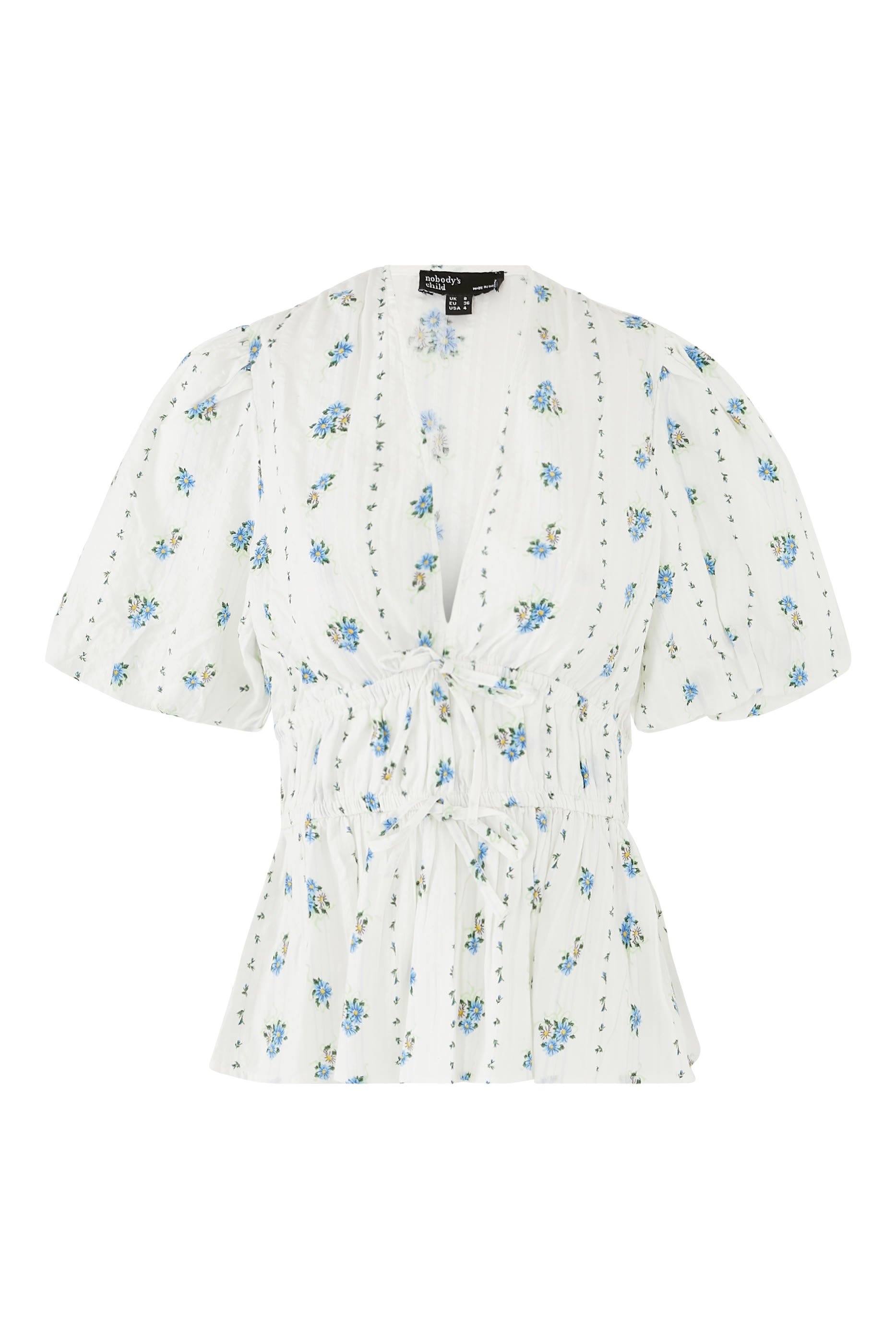 Floral Printed Tie Detail Top