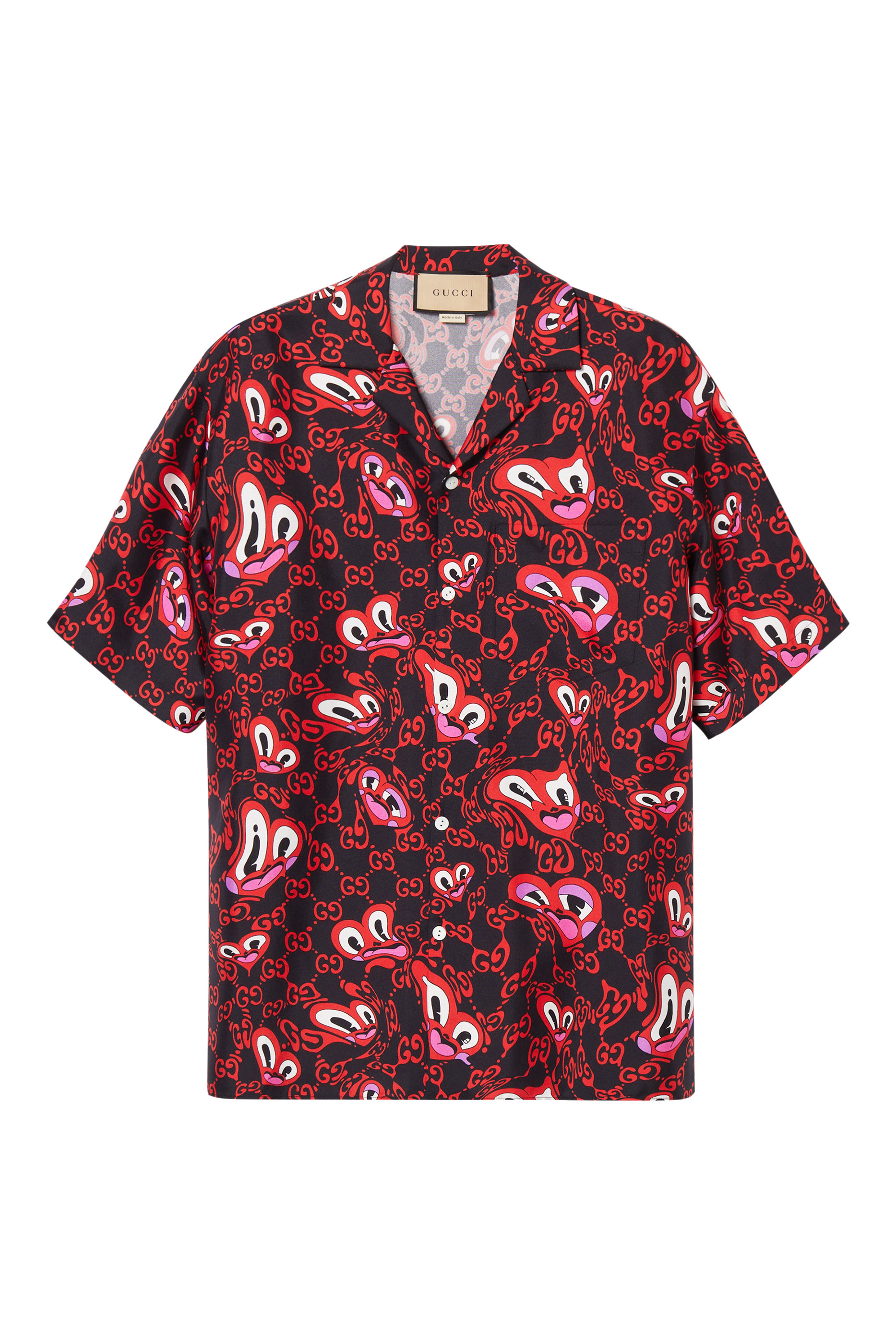 GG Hearts Silk Bowling Shirt